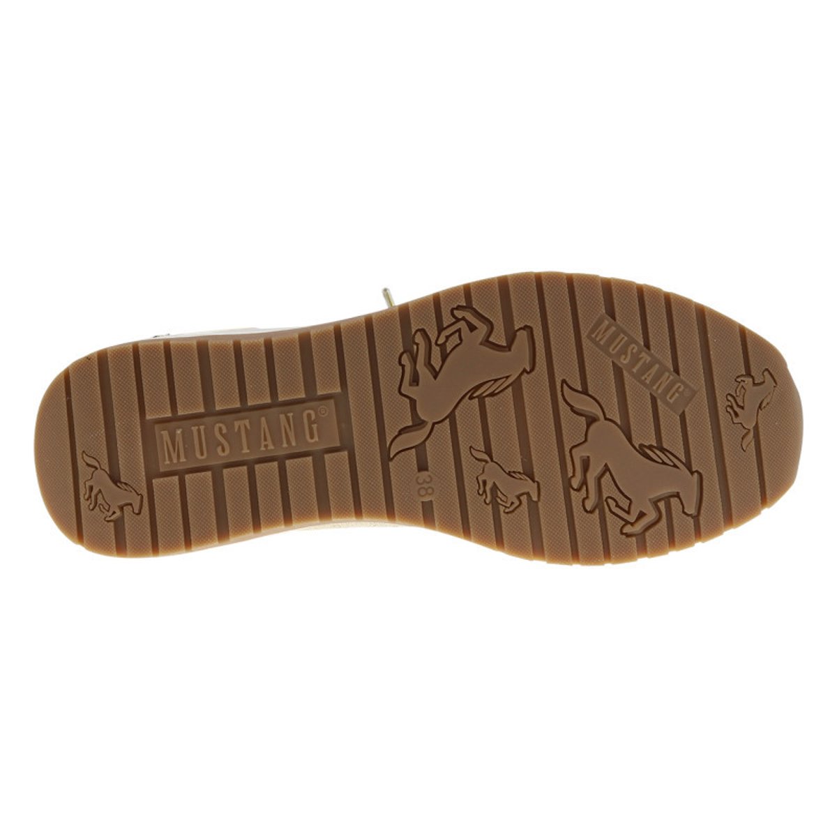 Baskets running sable à talon plat et à slip-on avec des lacets dorés décoratifs beige, MUSTANG