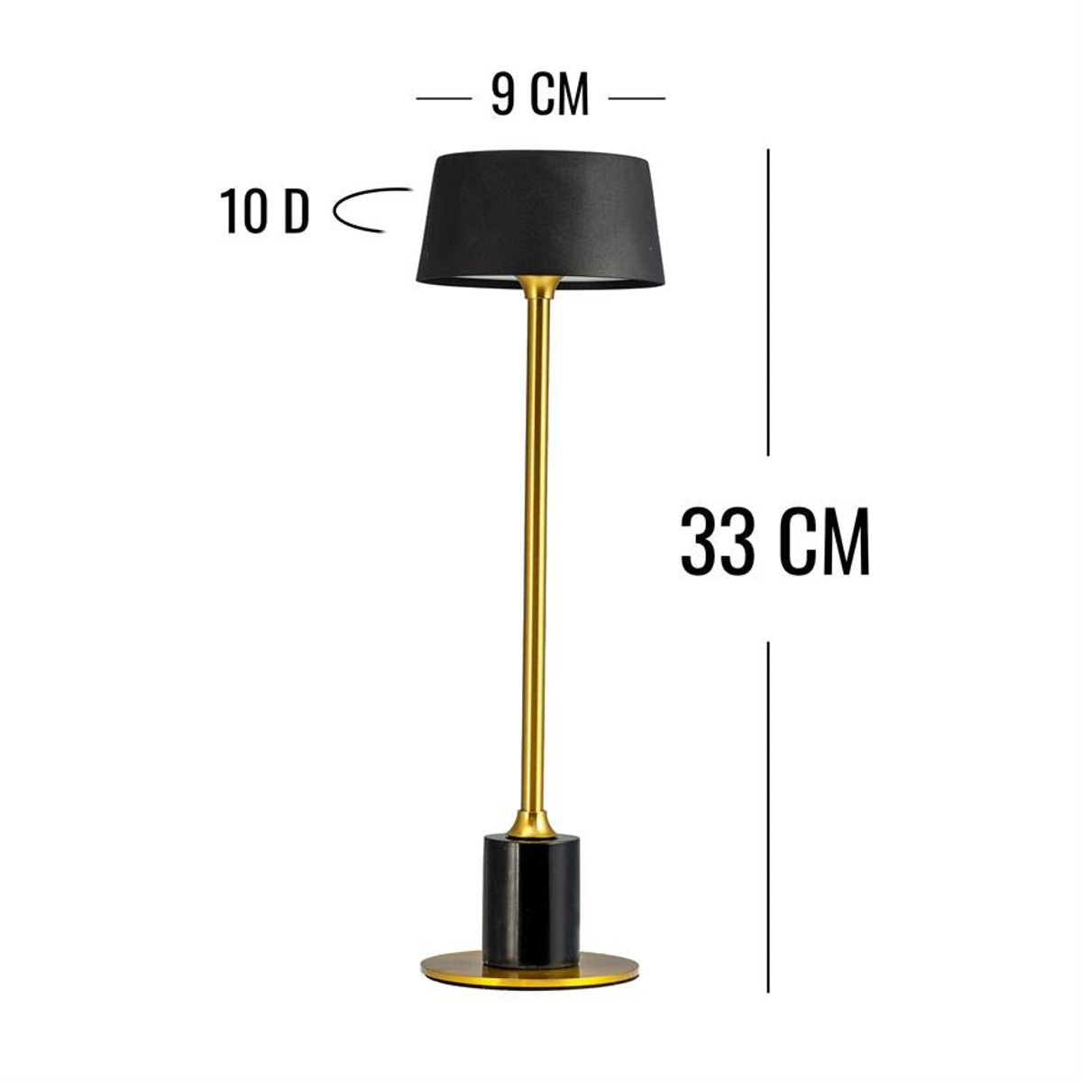 Lampe à poser marbre/laiton rechargeable YOYO noir, DYBERG LARSEN
