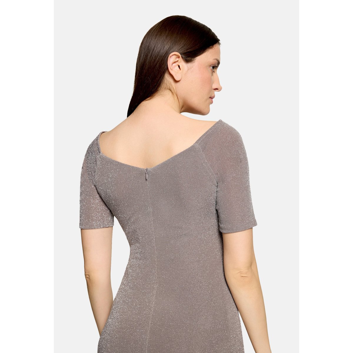 Robe de soirée au look scintillant taupe/silver, VERA MONT