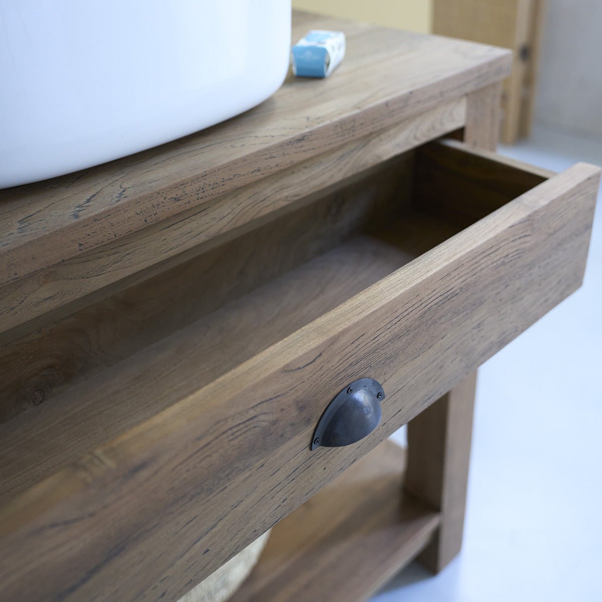 Meuble de salle de bain en teck recyclé massif 90 cm  AUSTIN naturel, BERAH GETAH
