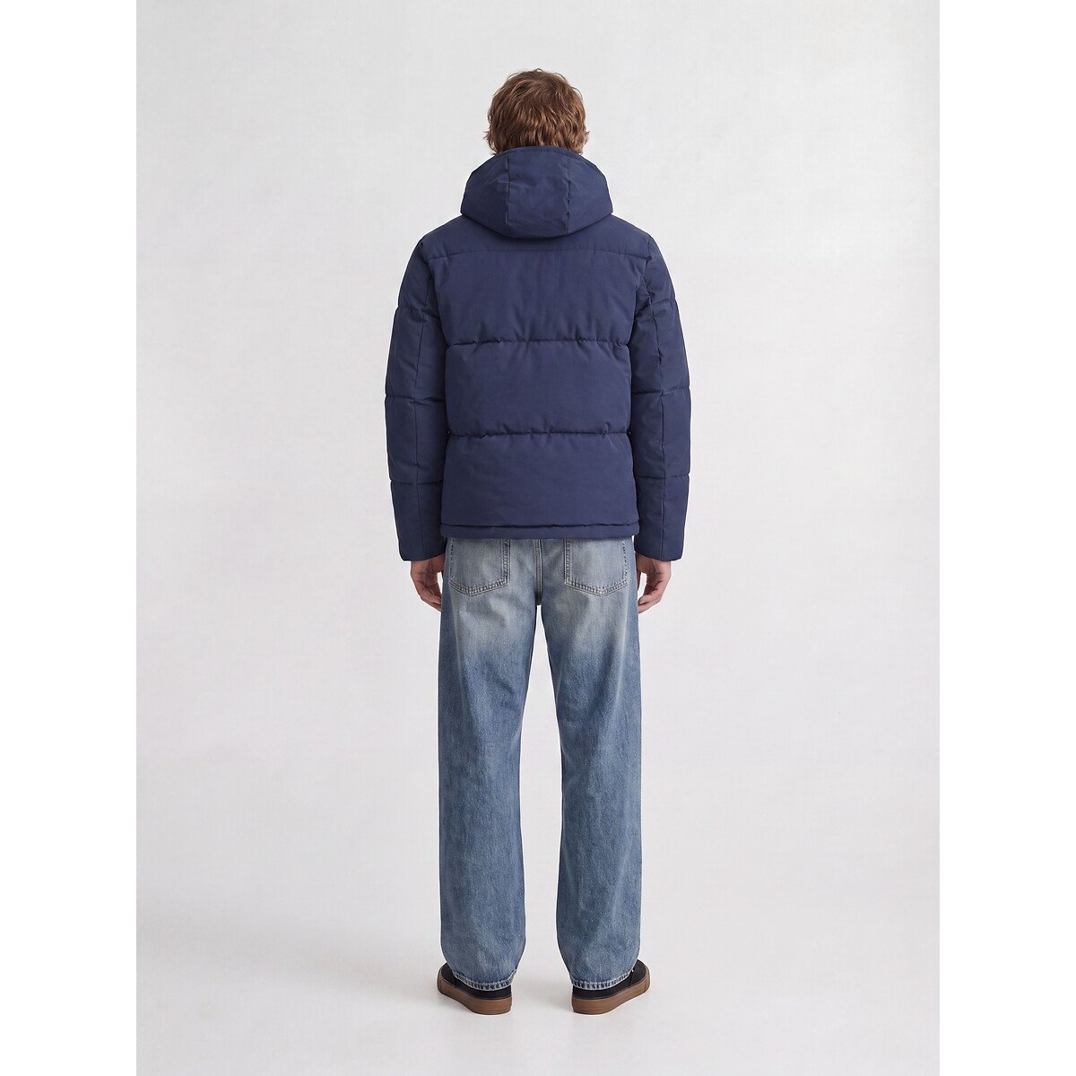 Korte donsjas met vaste kap en opstaande kraag, voor de winter donkerblauw, JACK & JONES