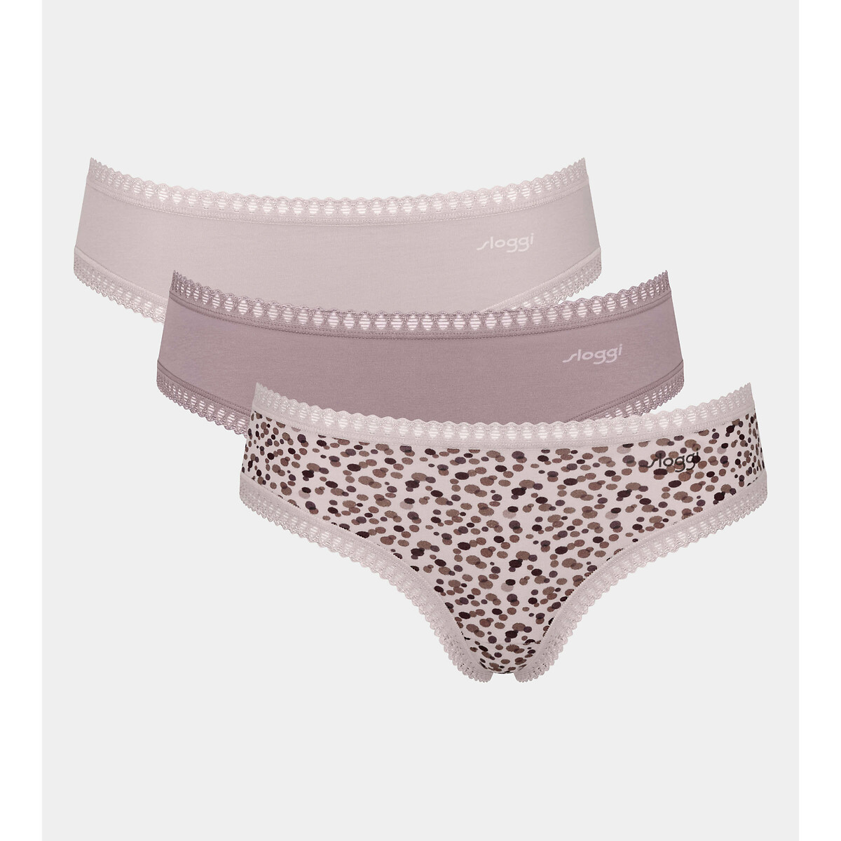 Set van 3 hipsters in katoen Go Crush roze+paars+bedrukt, SLOGGI