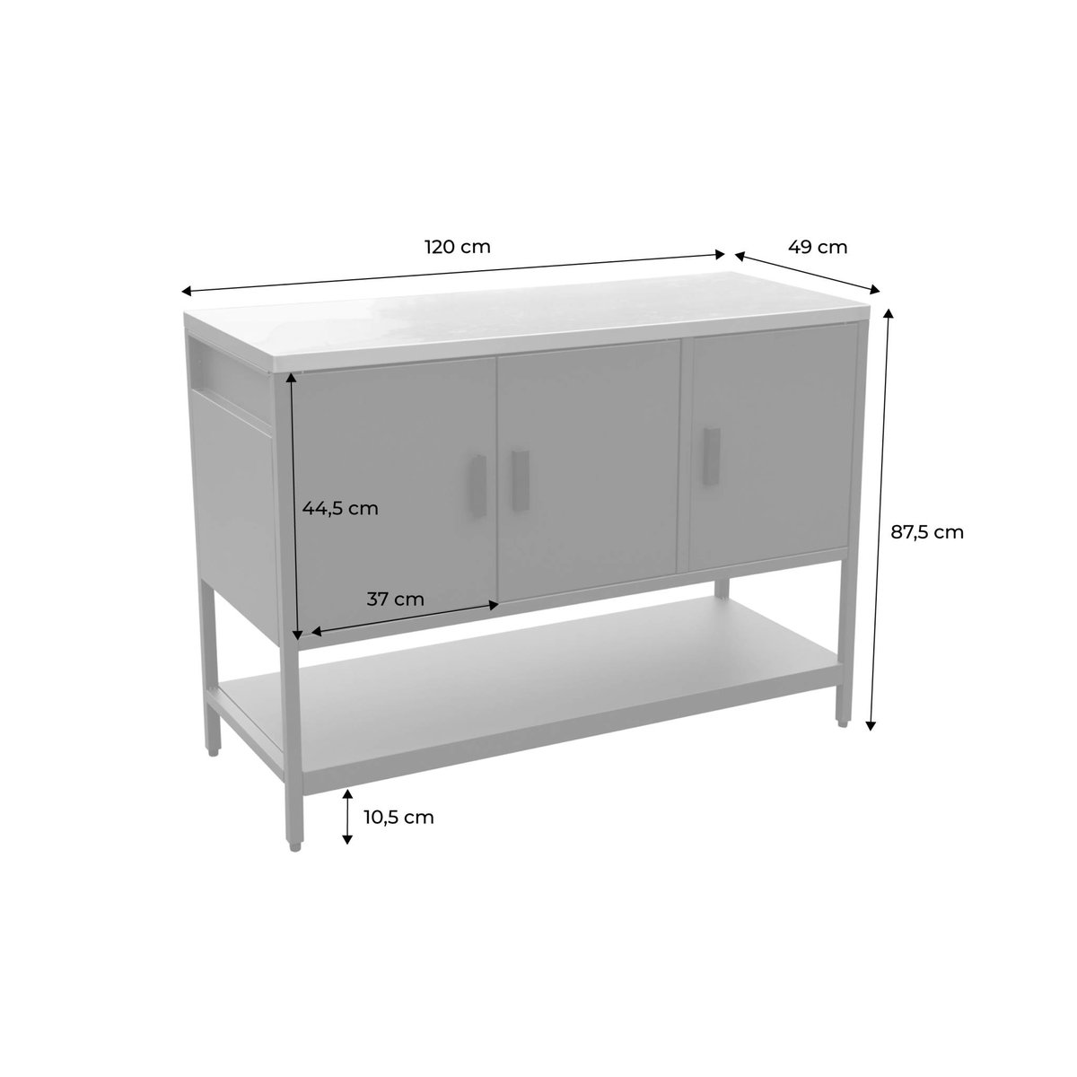 Module de cuisine extérieure acier 3 portes 1 étagère L120cm NAXOS noir, SWEEEK