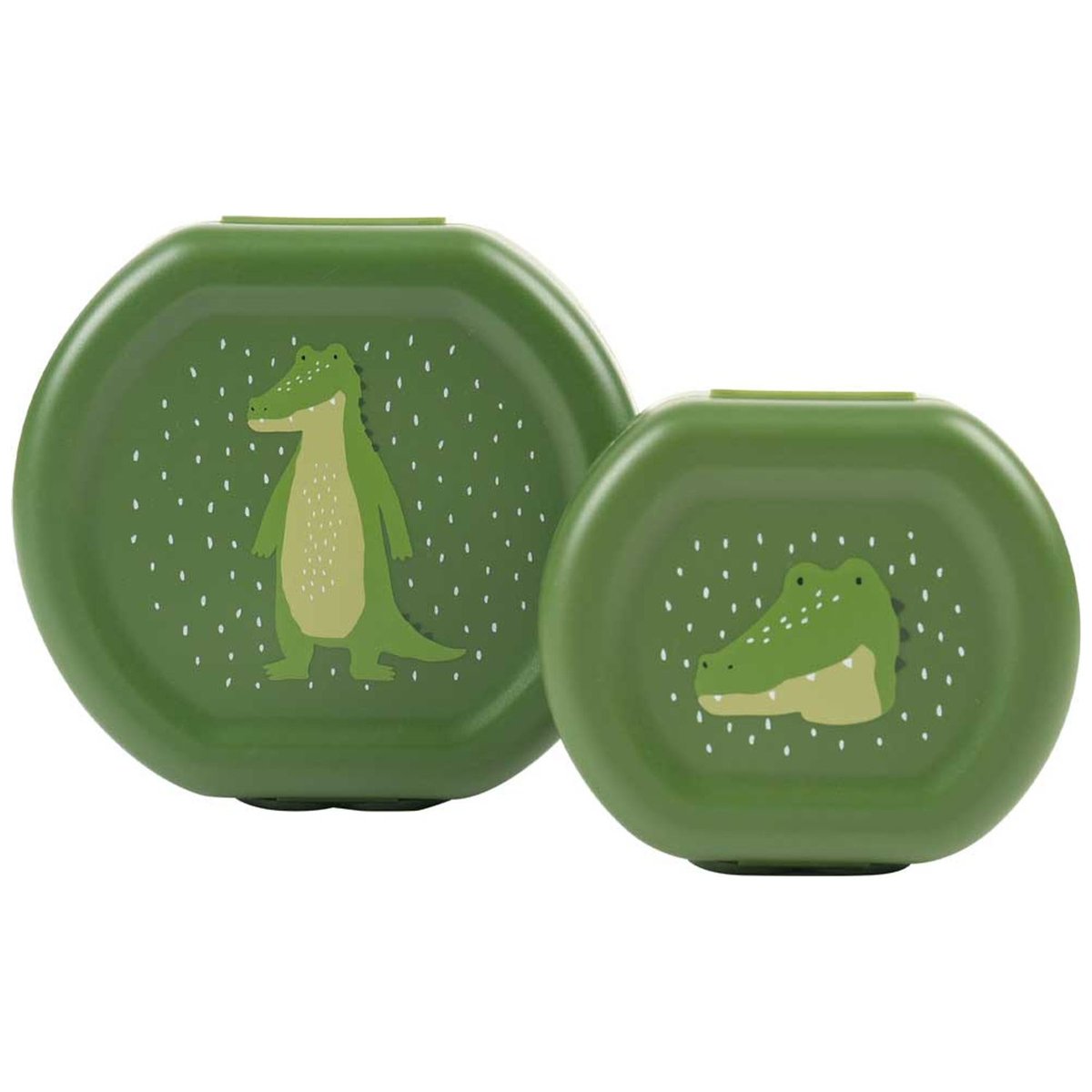Lot de 2 boîtes à goûter à clip vert, blanc, noir, TRIXIE