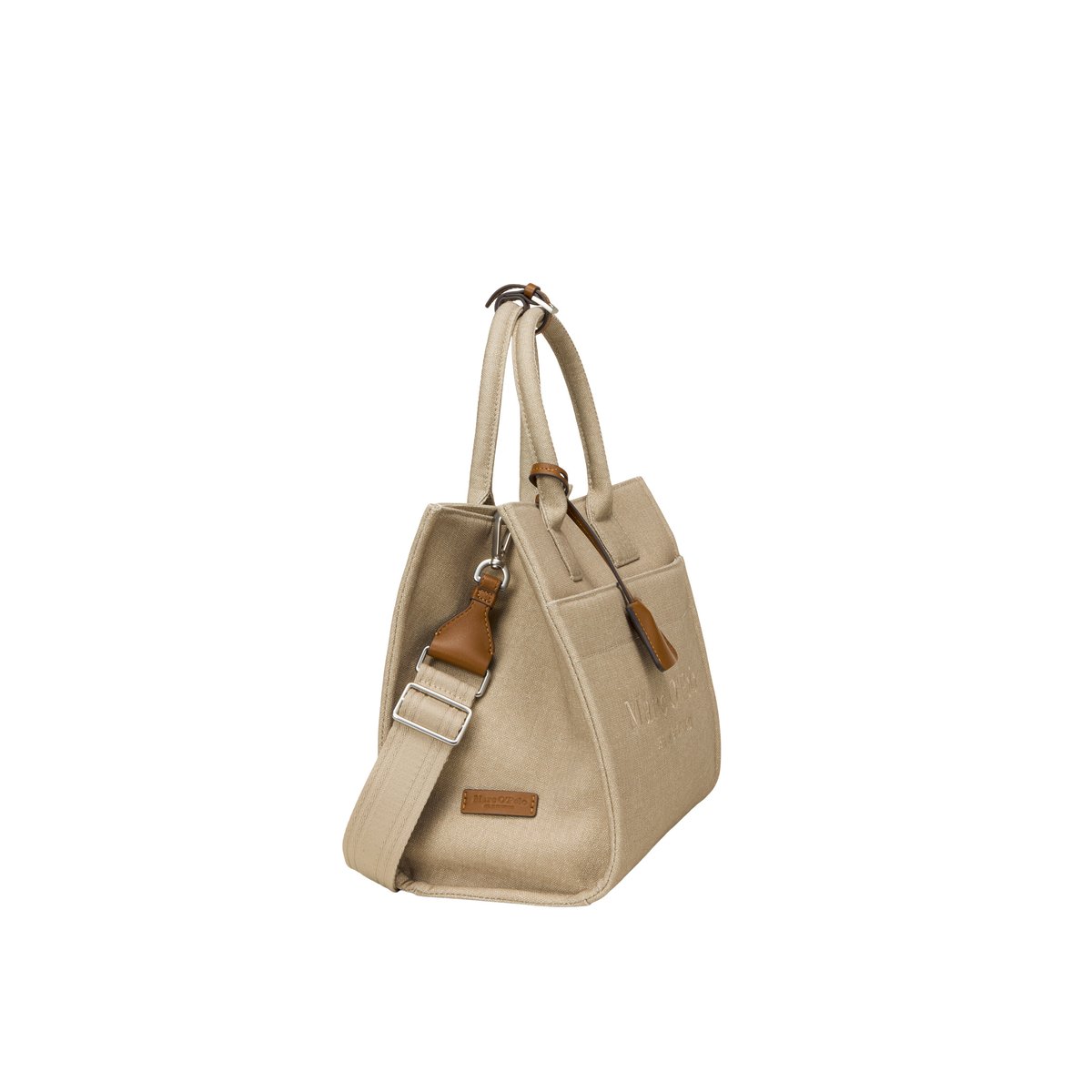 Shopper en toile modèle Mara moyen en coton organique robuste beige, MARC O'POLO