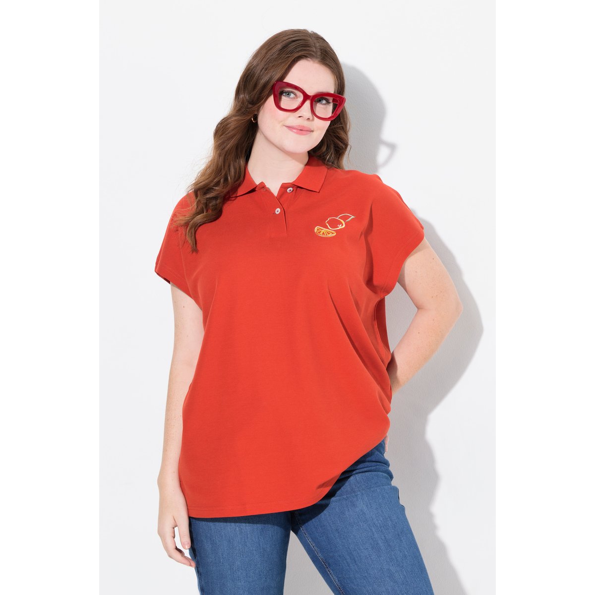 Polo, Broderie, Col Polo, Manches Courtes argile cuite, ULLA POPKEN