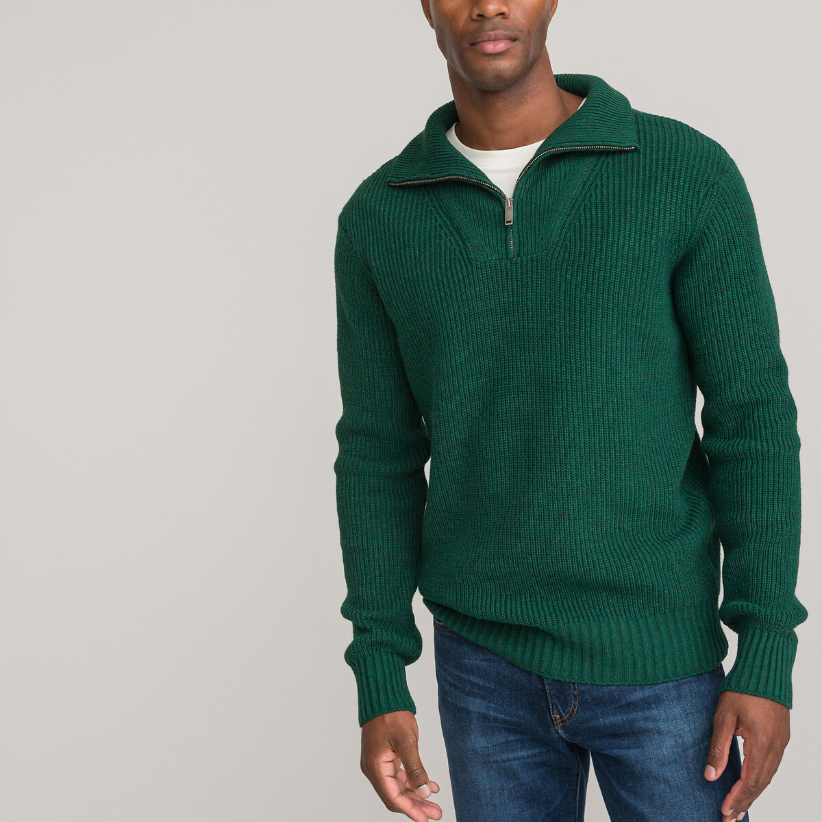 High Neck Jumper in Warm Knit forest green, LA REDOUTE COLLECTIONS