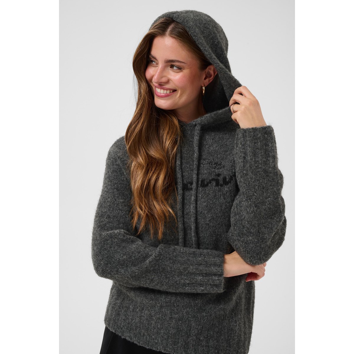 Pullover tricoté gris grey melange, CREAM