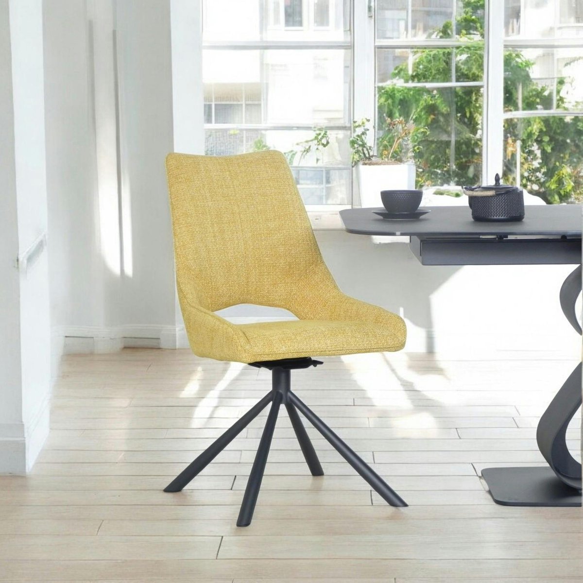 Chaise pivotante moderne en tissu (lot de 2) LIGURIE moutarde, PIER IMPORT