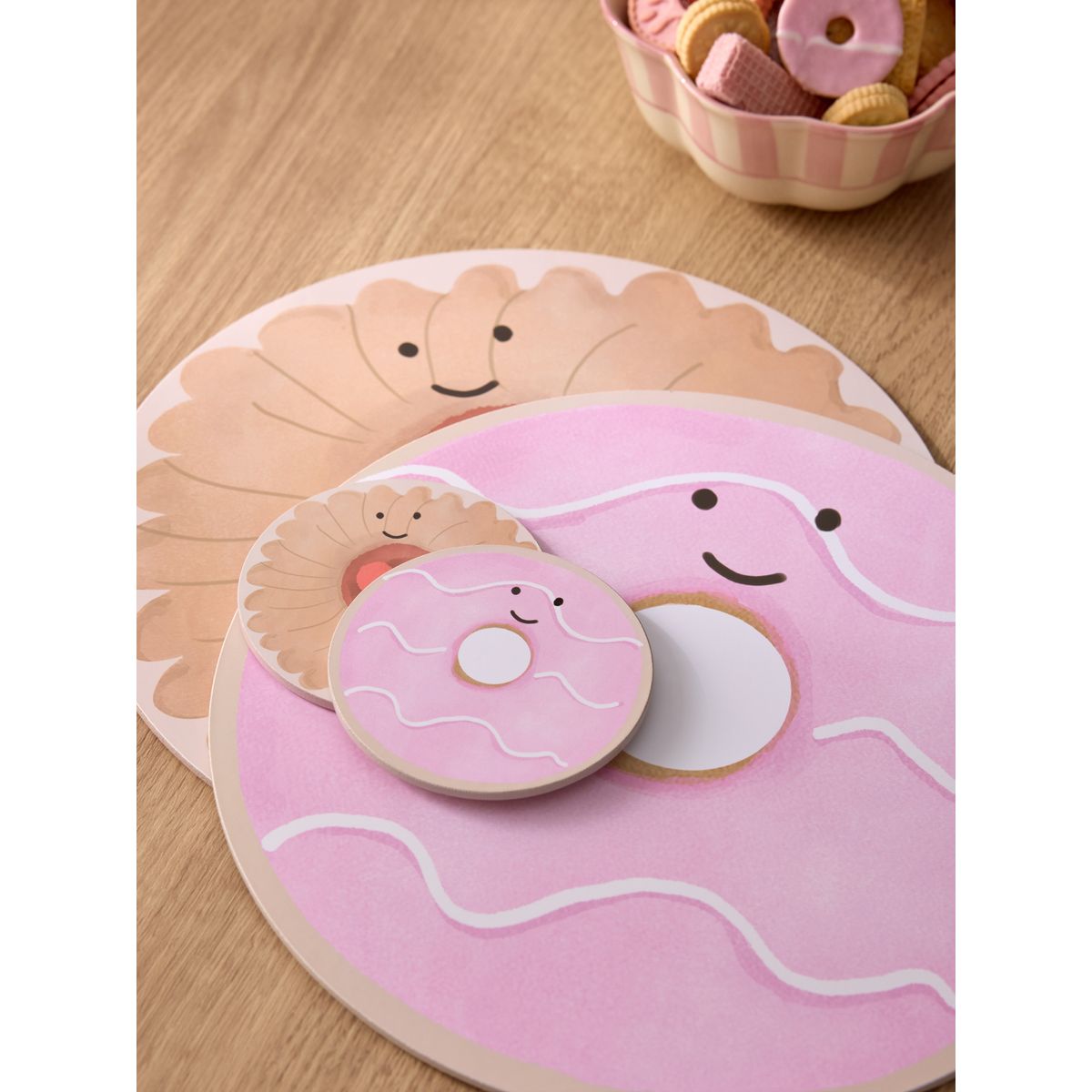 Set table sous-verre liège biscuit, lot de 4 rose, NEXT