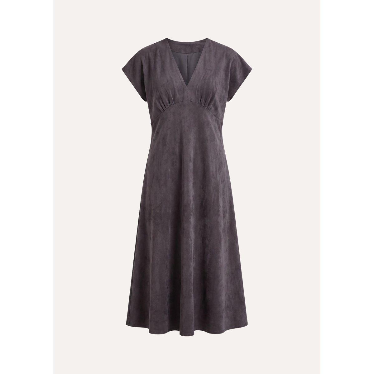 Robe longue en satin manches courtes anthracite, LA FEE MARABOUTEE