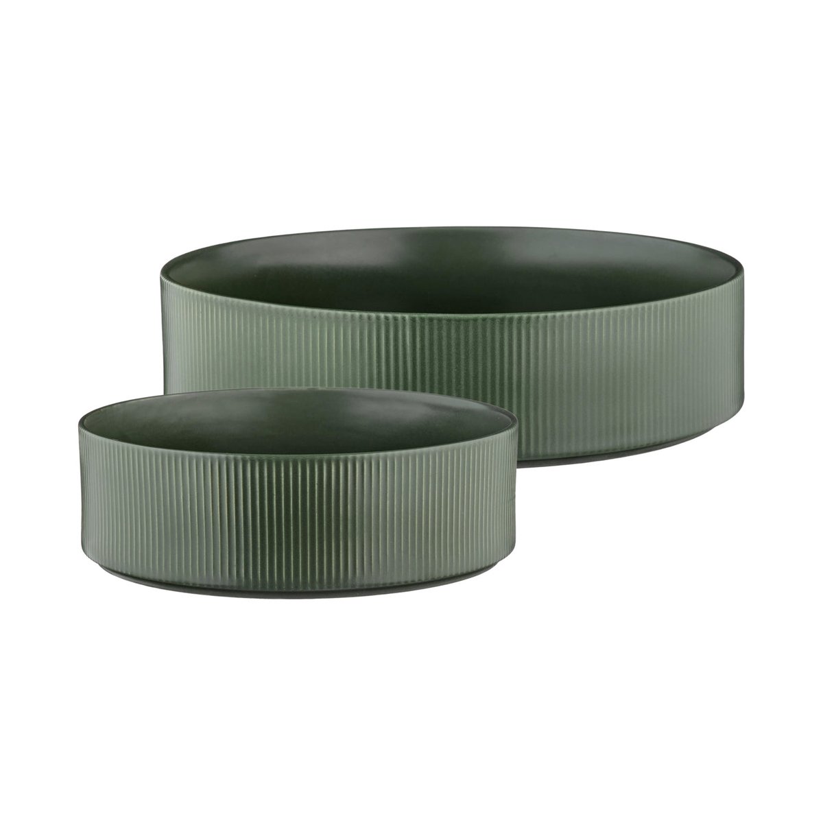 Lot de 2 saladiers en grès, SCANDI vert olive, BJORN