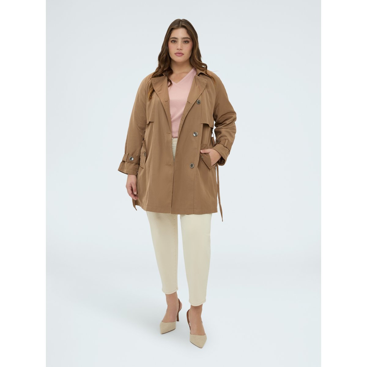 Trench avec ceinture marron, FIORELLA RUBINO