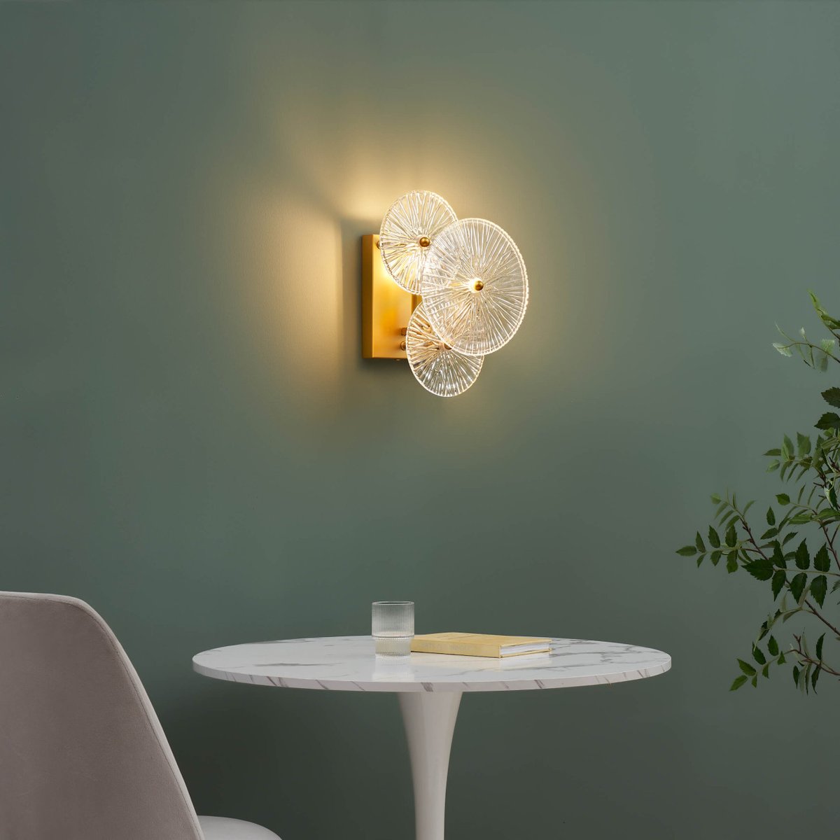 Applique en verre raffinée - EMILIA transparent et doré, KOSILUM