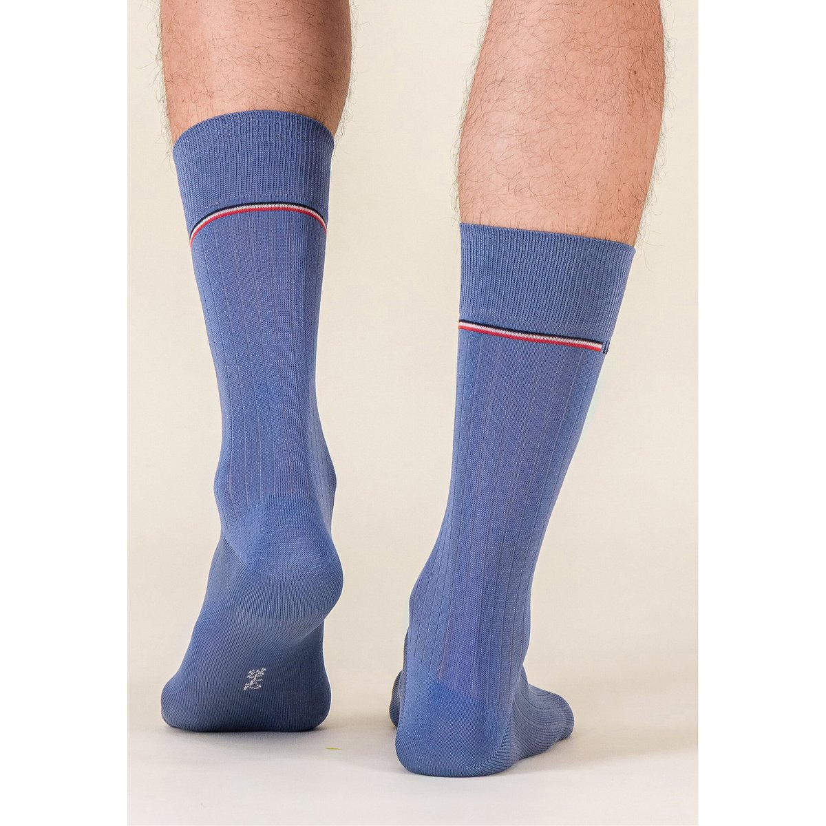 Lot de 2 chaussettes mi-hautes en fil d'Écosse Nessy marine acier, LE SLIP FRANCAIS