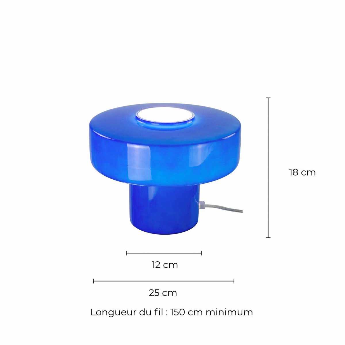 Lampe à poser en verre, FOZA bleu, C-CREATION