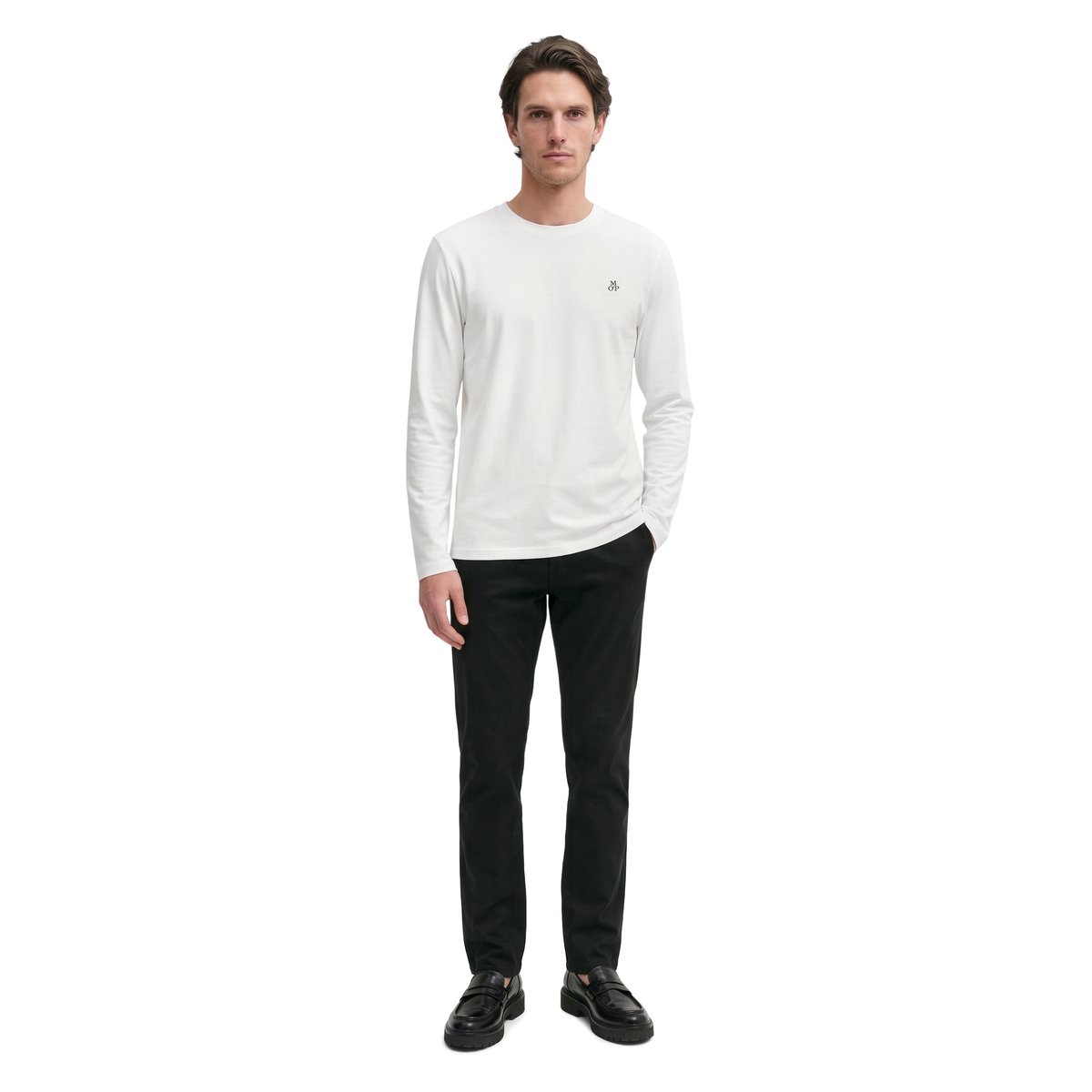 Manchette longue shaped en pur coton biologique blanc, MARC O'POLO