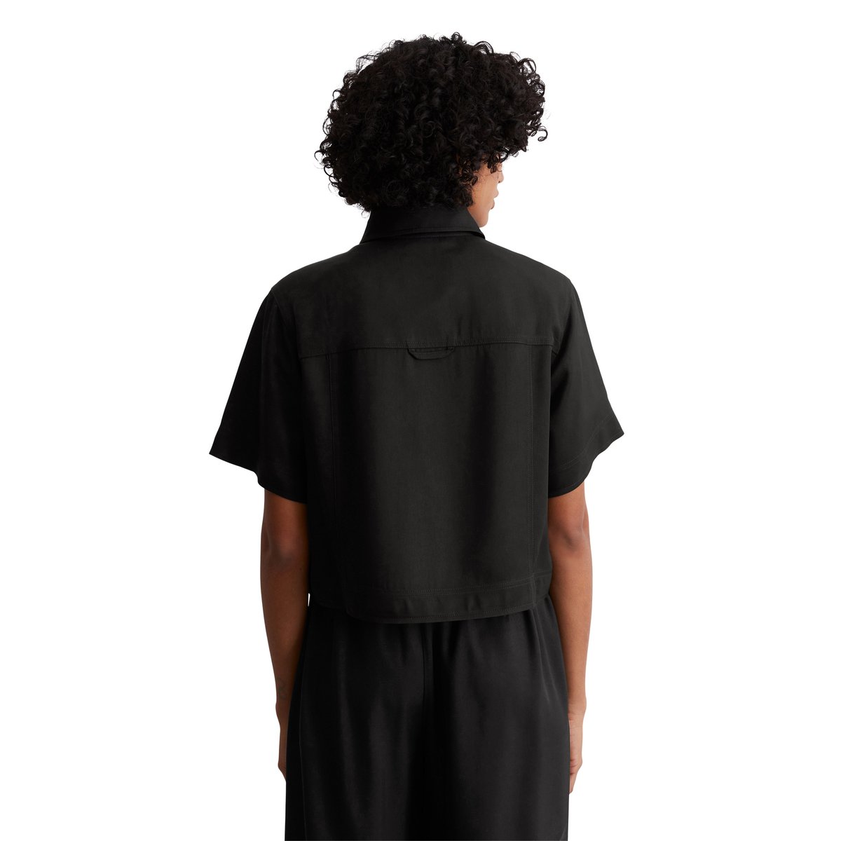 Blouse à manches courtes boxy en serge de Naia™ noir, MARC O'POLO