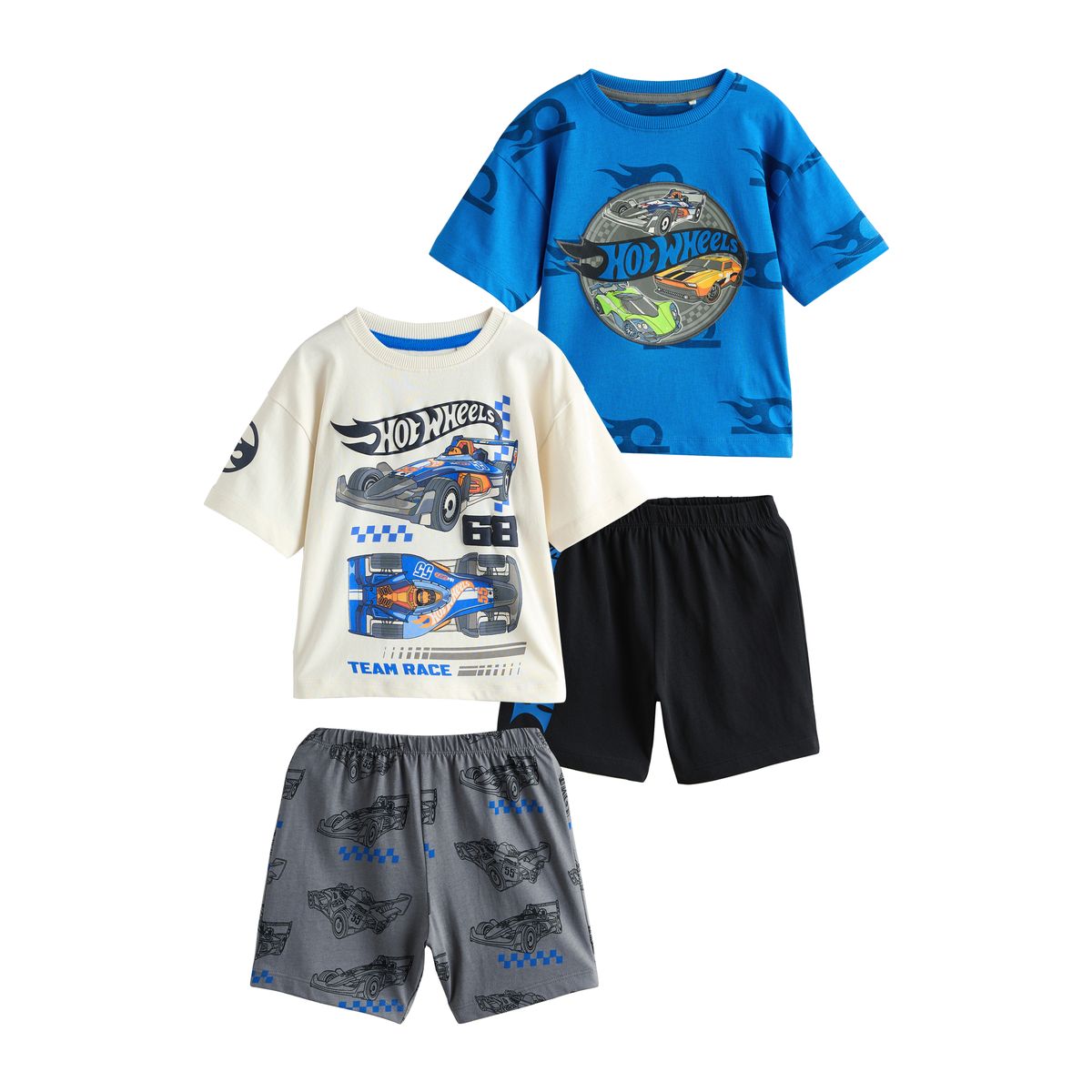 Pyjama court hot wheels, lot de 2 bleu/blanc, NEXT