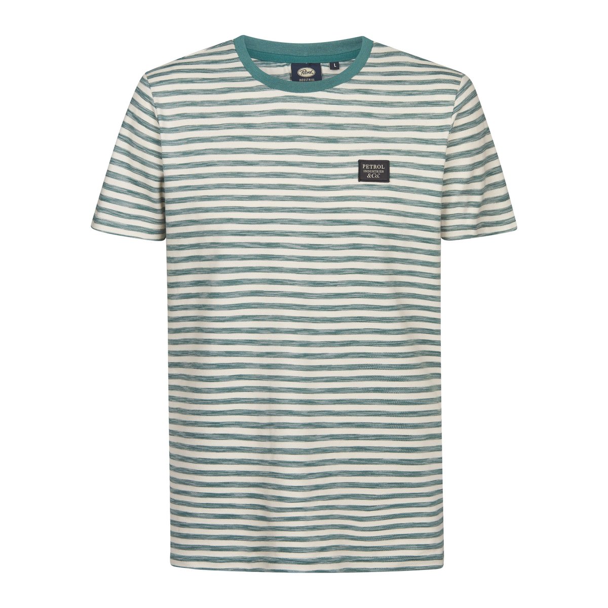 T-shirt à rayures ceniza vert oil green, PETROL INDUSTRIES