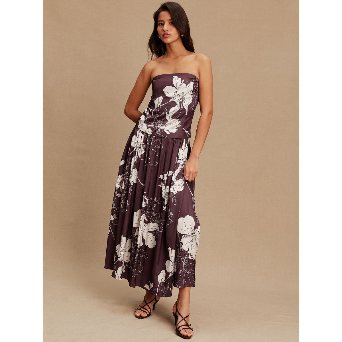 Jupe midi en satin kew collection bordeaux/écru, NEXT