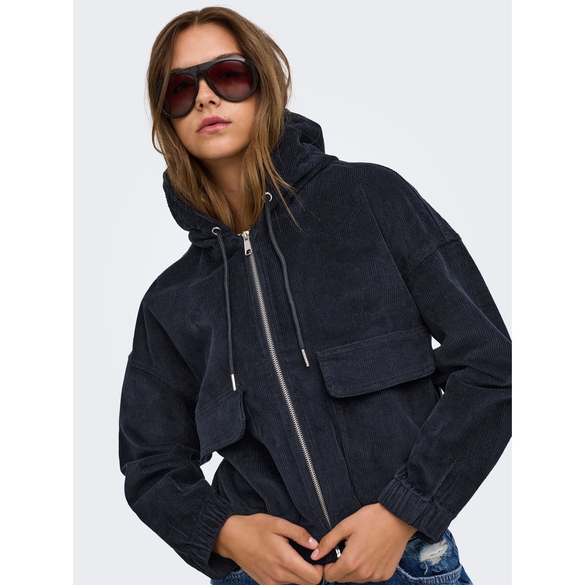 Blouson court en velours night sky 1, ONLY