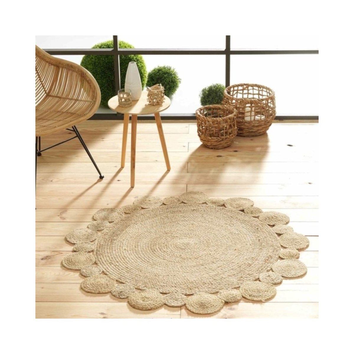 Tapis Rond Jute Ajouré 90 Cordou beige, DECORATIE