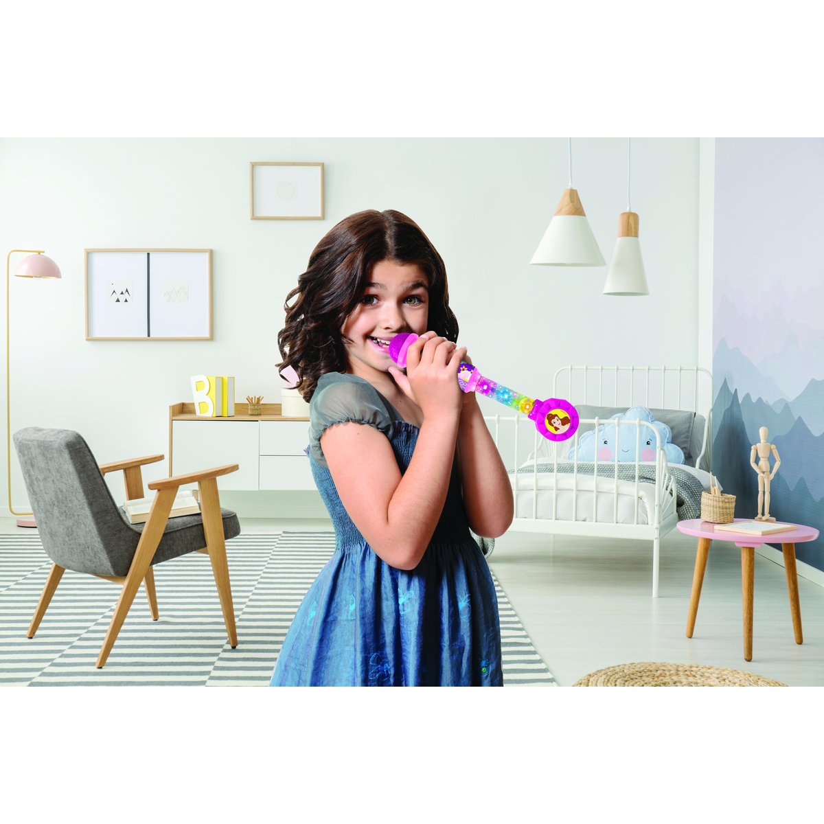 Microphone Princesses Disney avec tube lumineux rose, LEXIBOOK