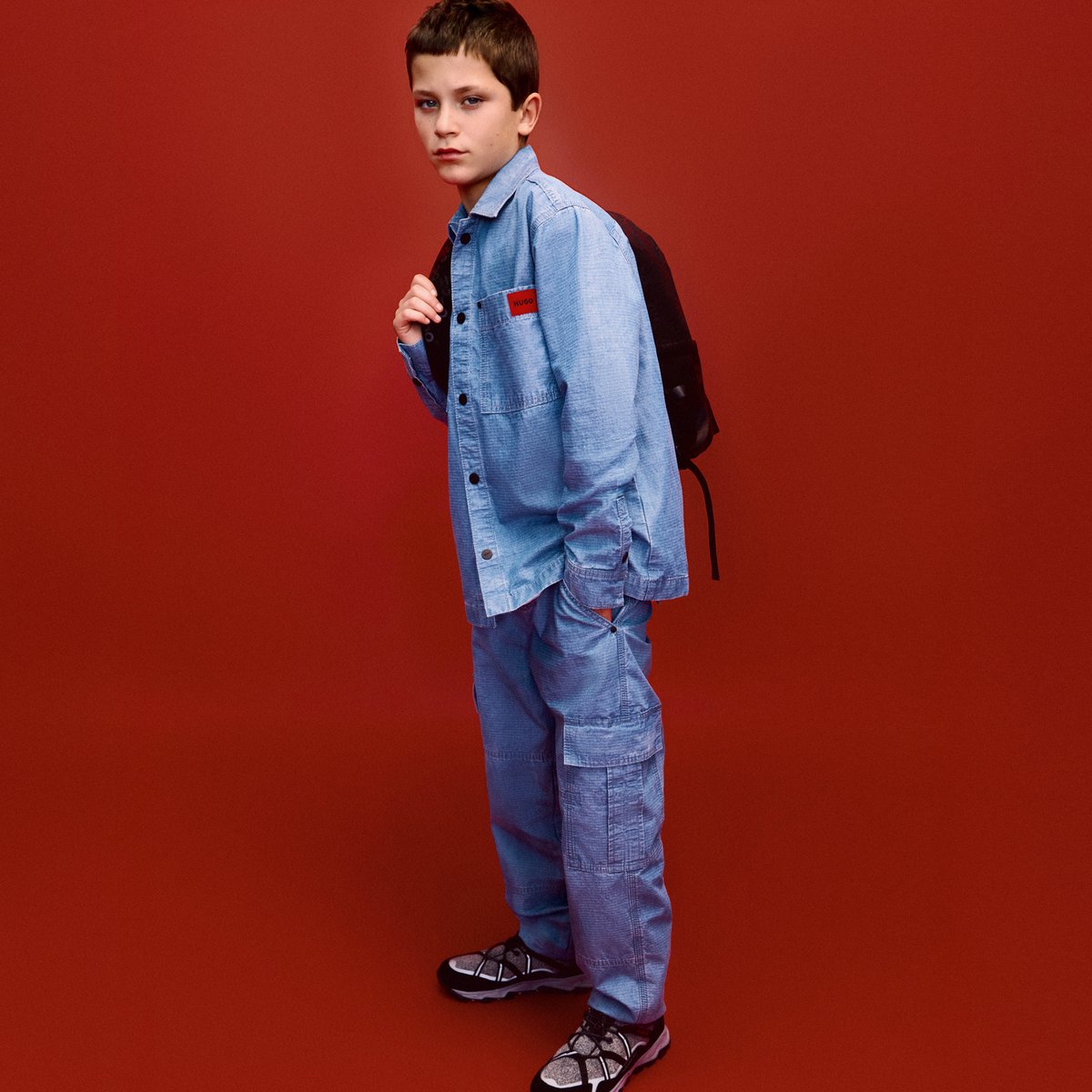 Chemise en denim stone, HUGO KIDSWEAR