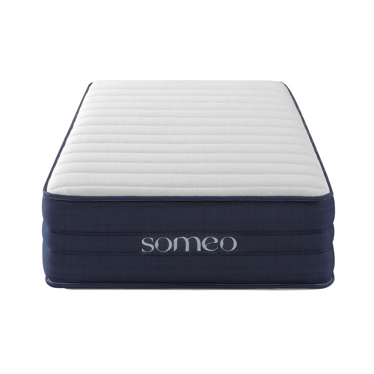 Ensemble matelas ressorts, latex et mémoire de forme, sommier, pieds, couette et oreiller Rêve 700 blanc, SOMEO