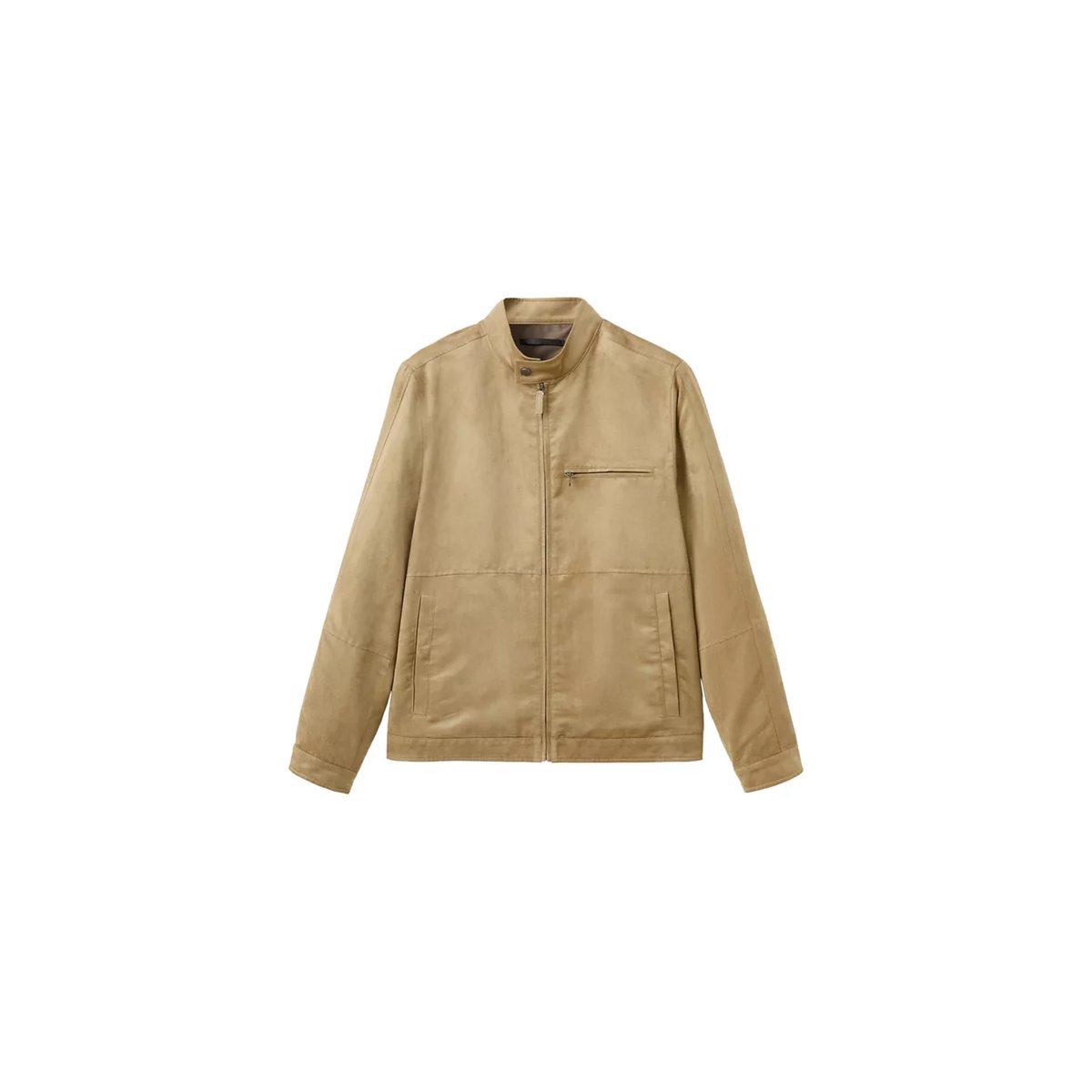 Blouson biker imitation daim beige, MANGO MAN