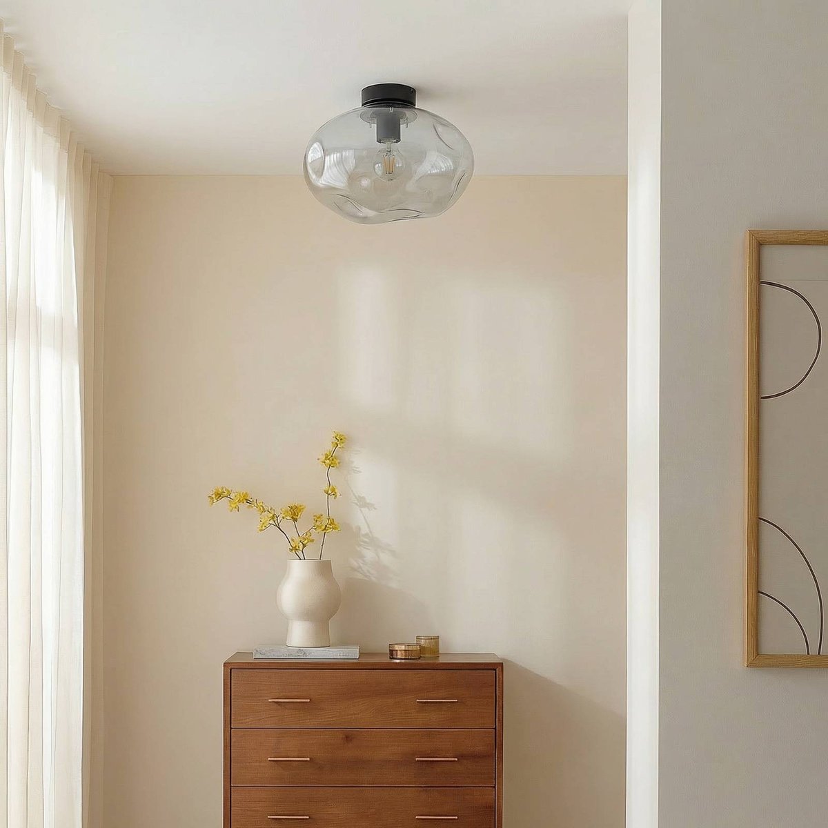 Plafonnier en métal design, Lelia gris fumé, noir sable, LINDBY