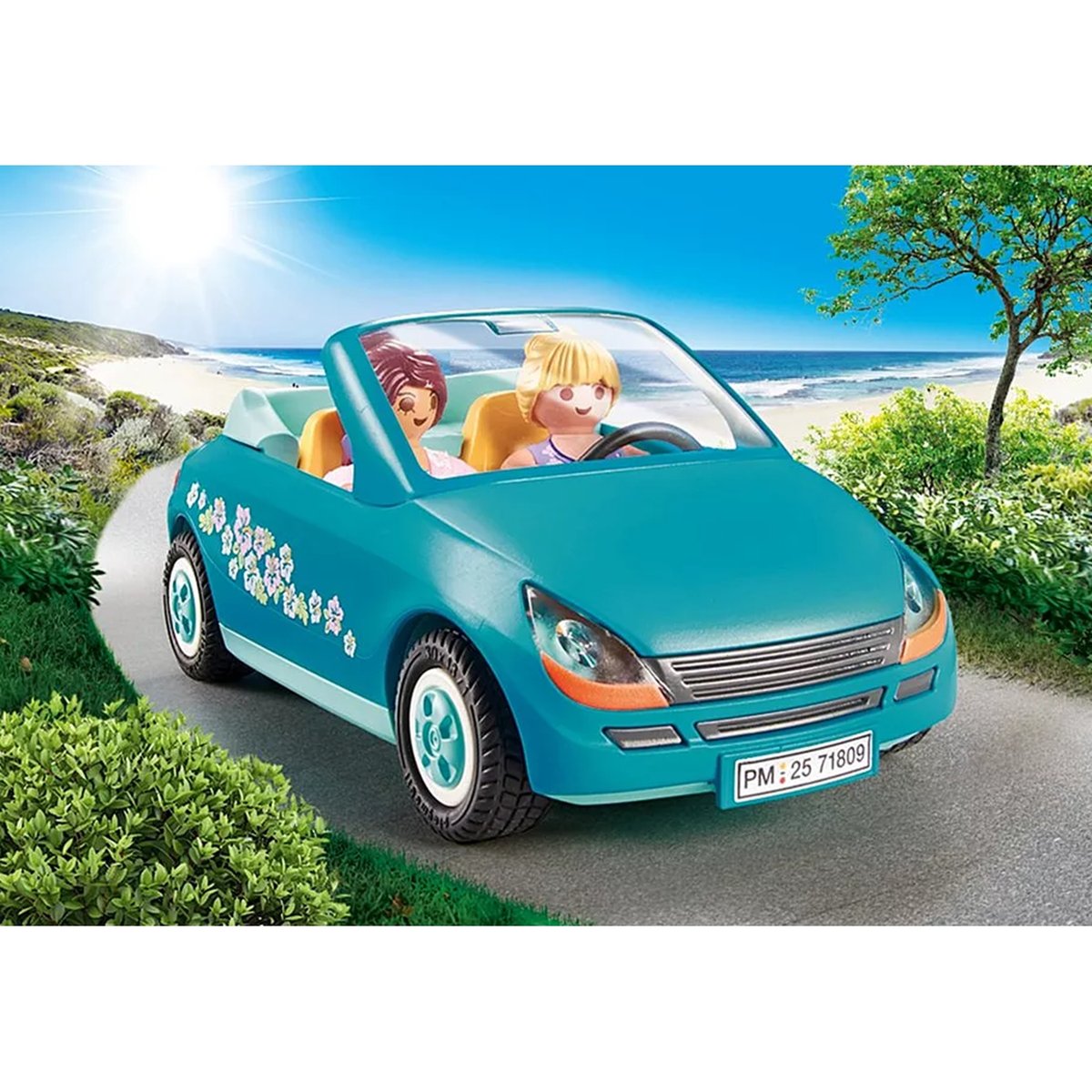 Cabriolet et jeunes filles avec perche à selfie multicolore, PLAYMOBIL