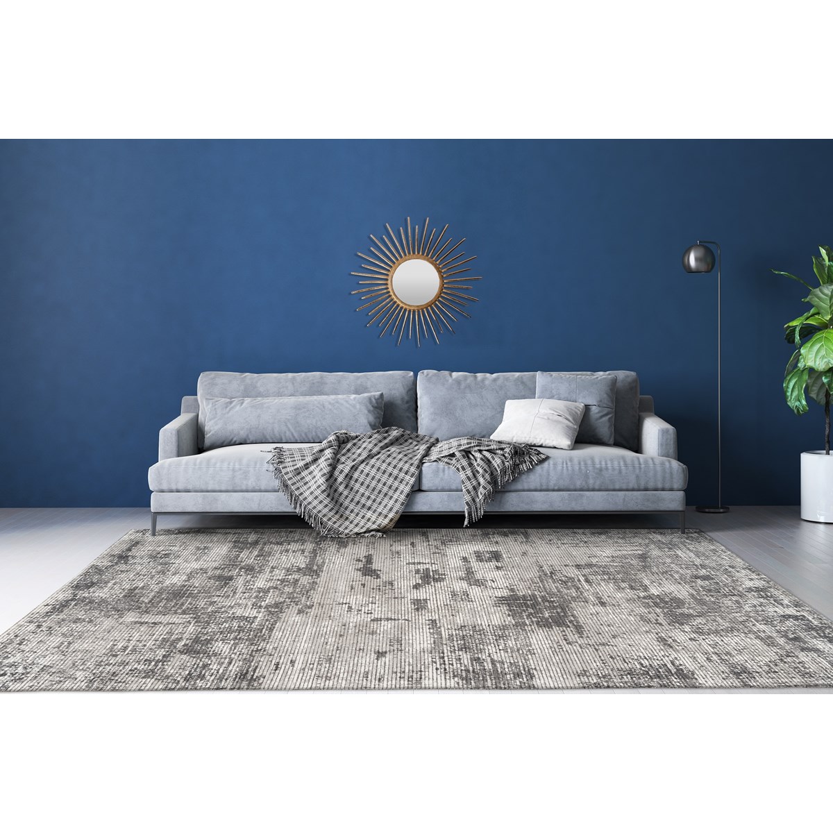 Tapis salon et chambre moderne fait main ANTHRA gris, NOVATREND