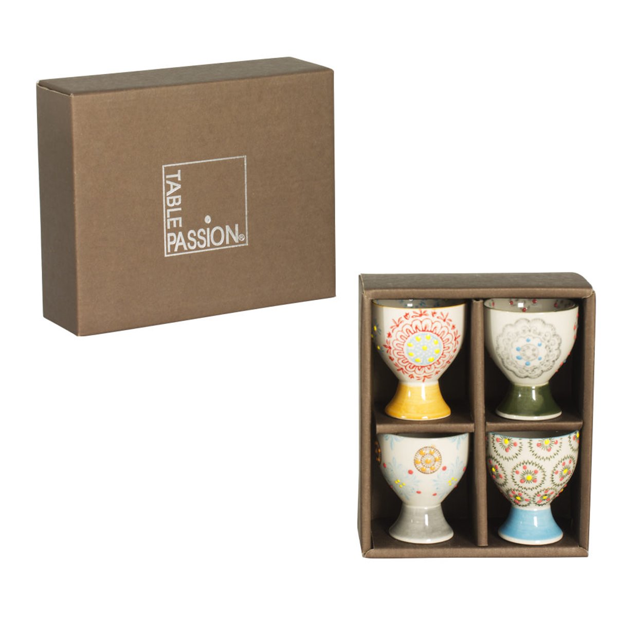 Coffret de 4 coquetiers Bohème multicolore, TABLE PASSION