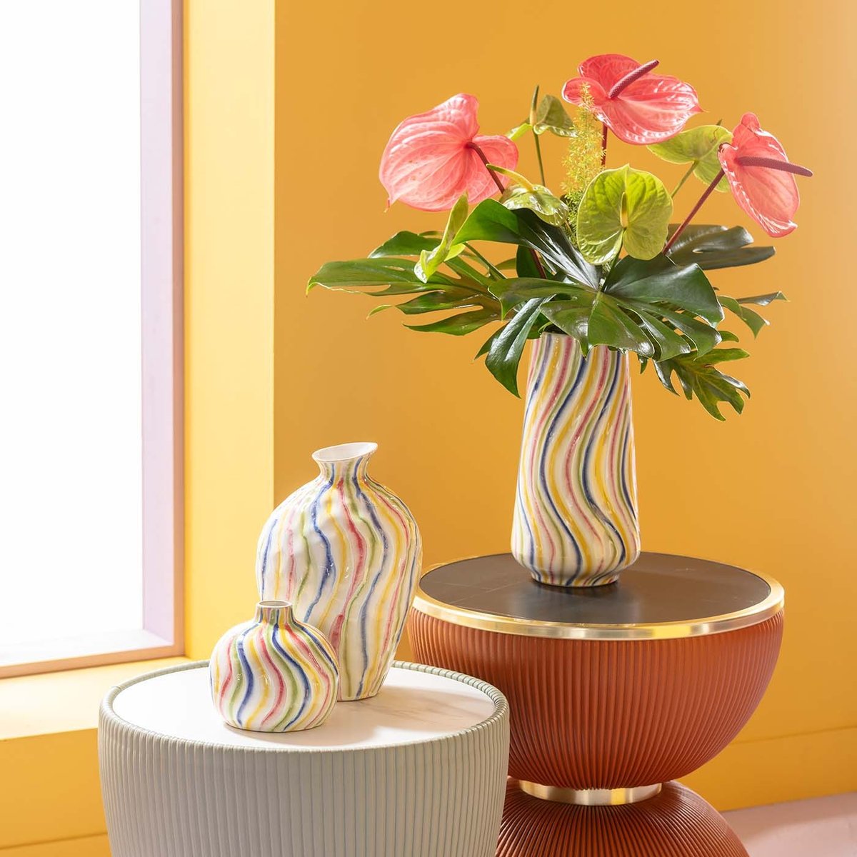Vase en grès, RIVERS multicolore, KARE DESIGN