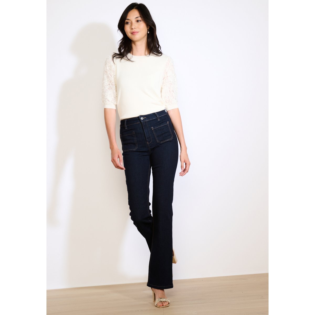 Jean bootcut ajusté dark blue, LOLALIZA
