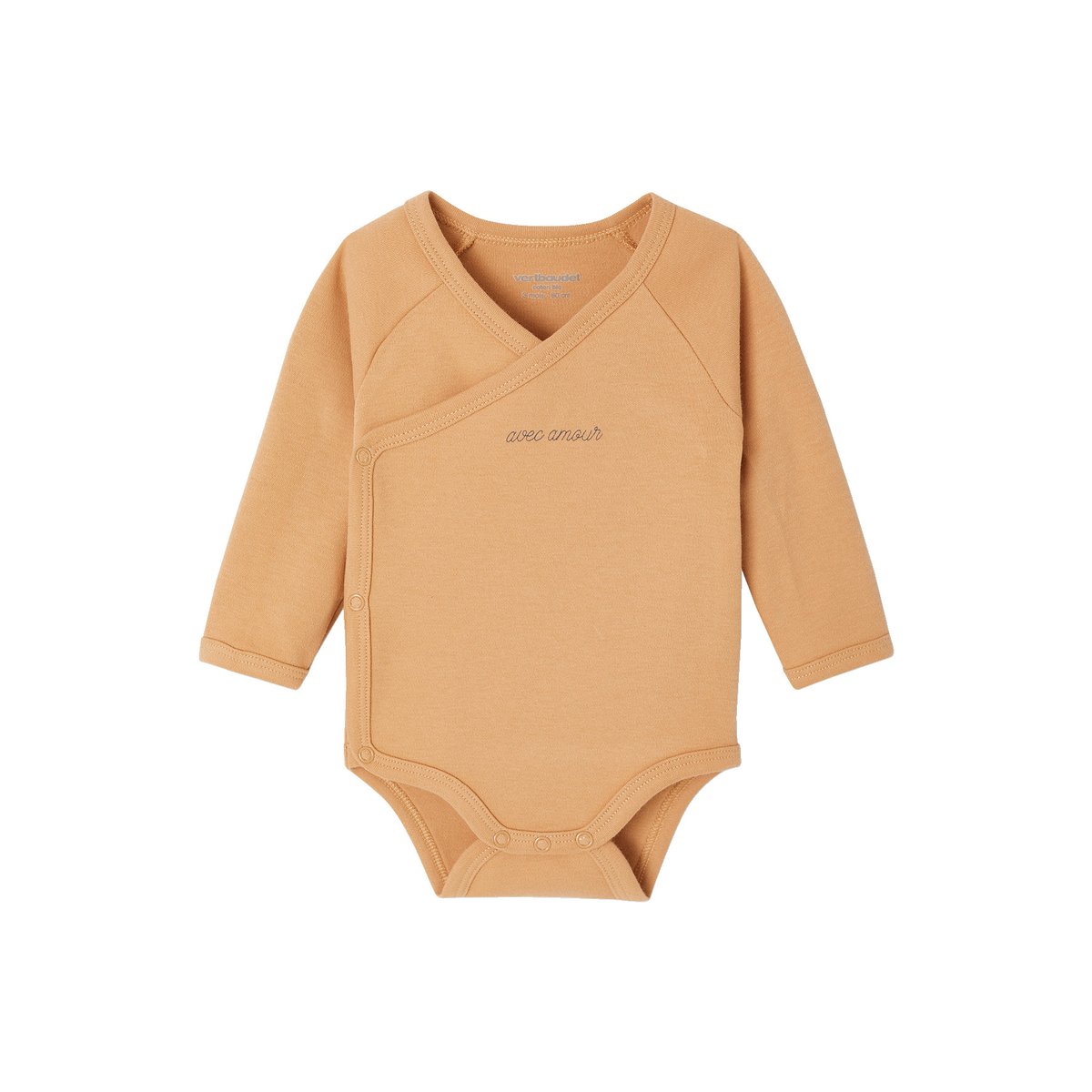 Lot de 5 bodies Basics ouverture naissance jaune pâle, VERTBAUDET