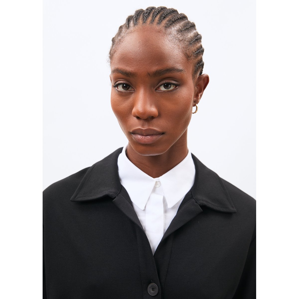 Robe courte manches longues en jersey milano noir, HUMILITY