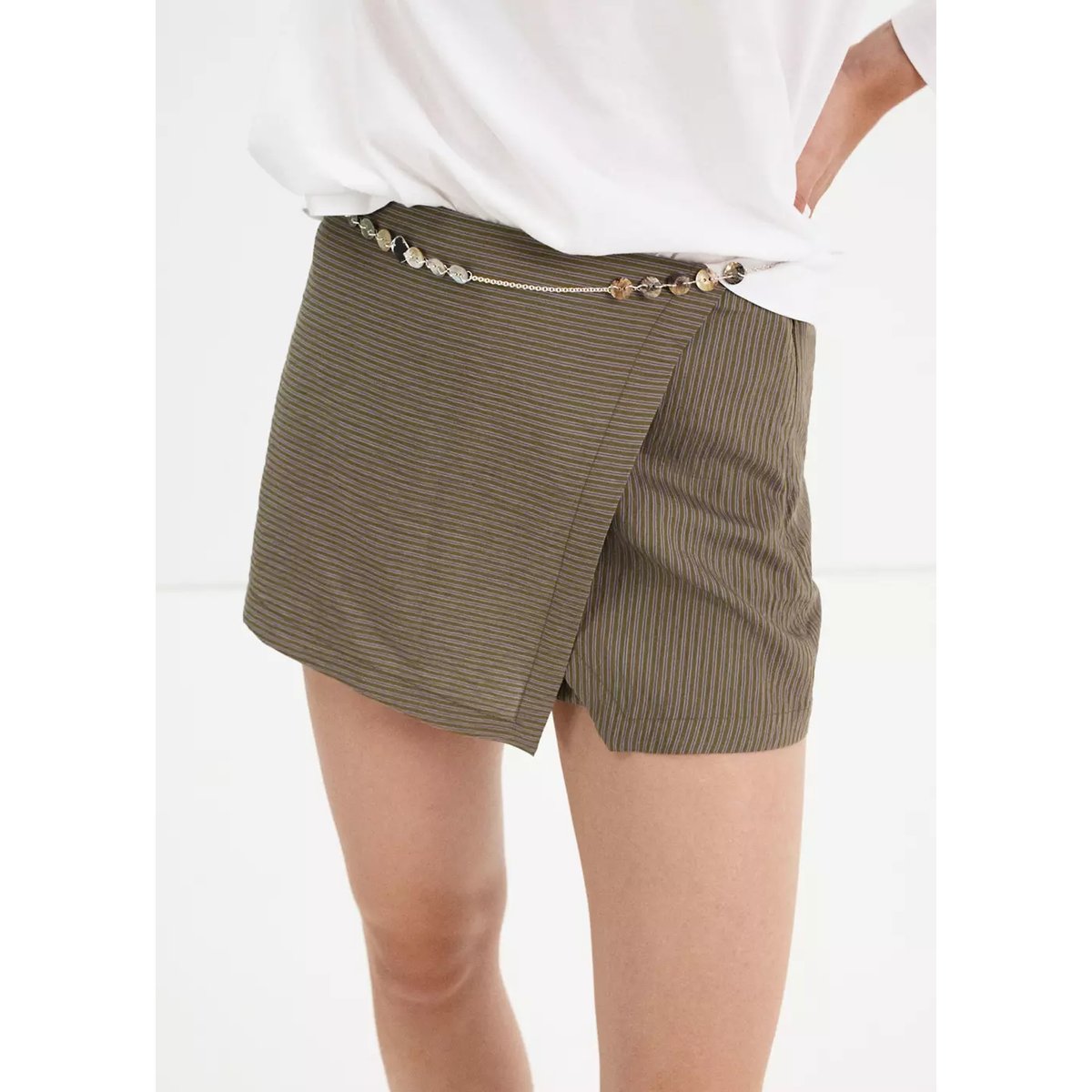 Jupe-short en lyocell vert, MANGO