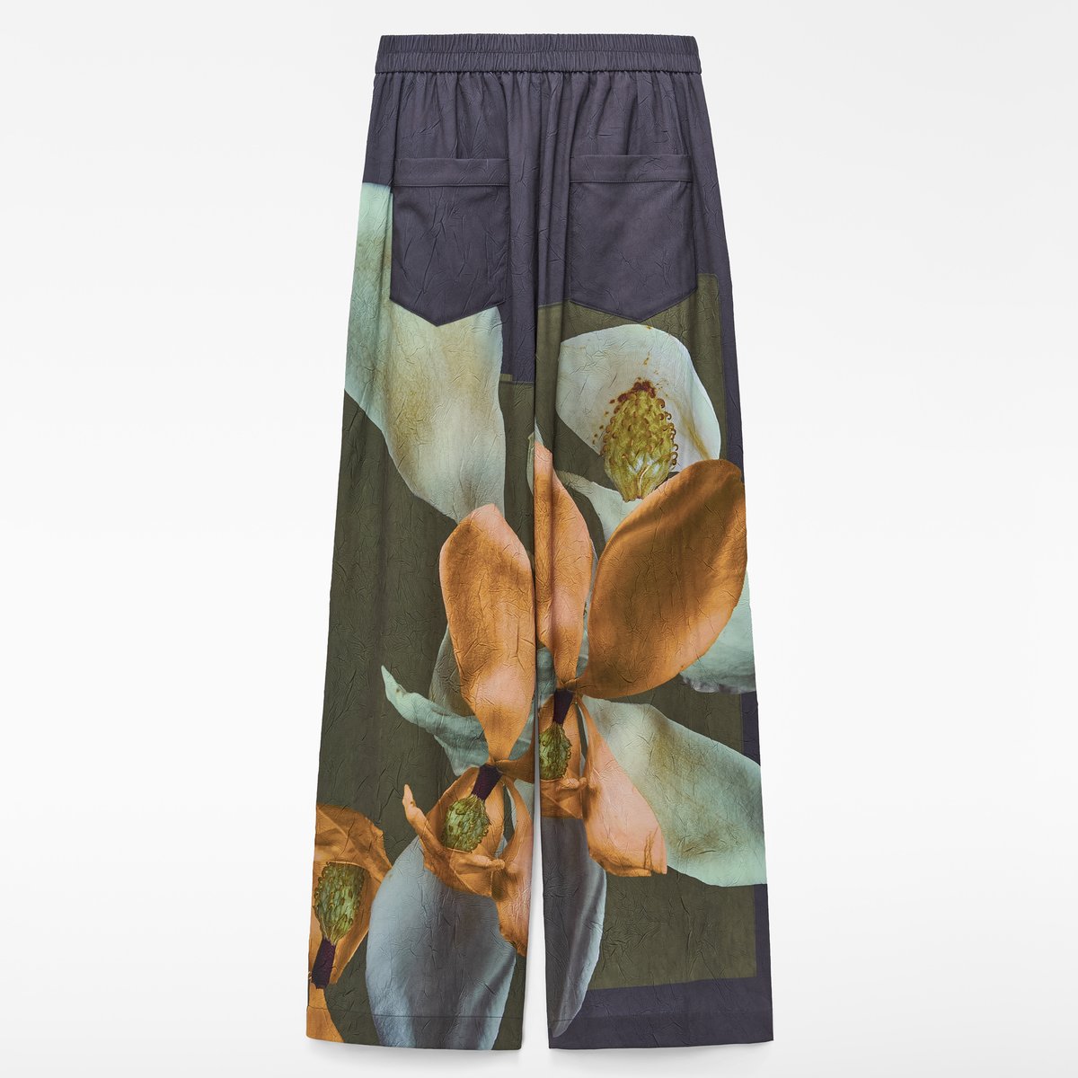 Pantalon à taille élastiquée et jambe droite imprimé fleurs, ADOLFO DOMINGUEZ