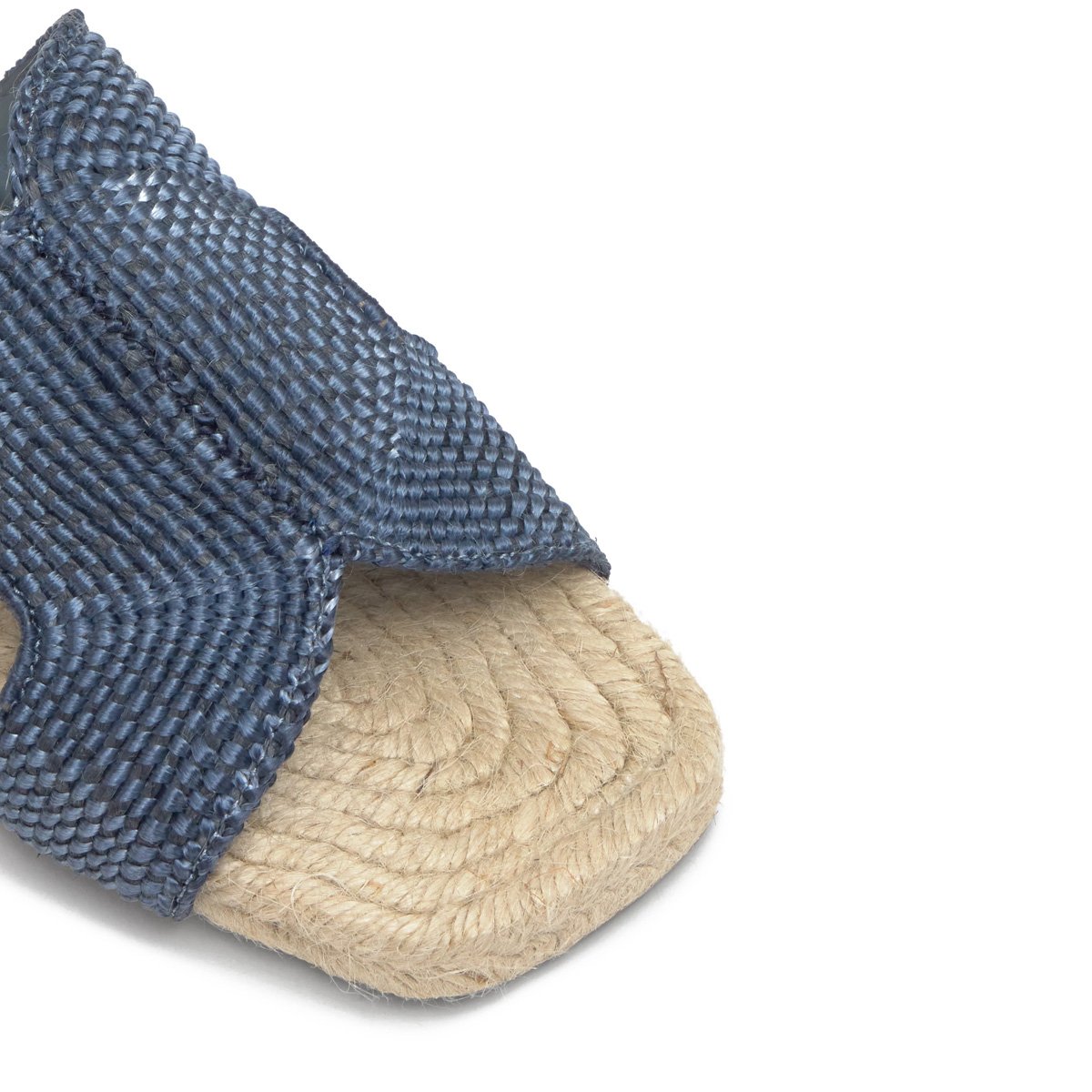 Sandales plates mules en raphia PURA PLATFORM denim, CASTANER