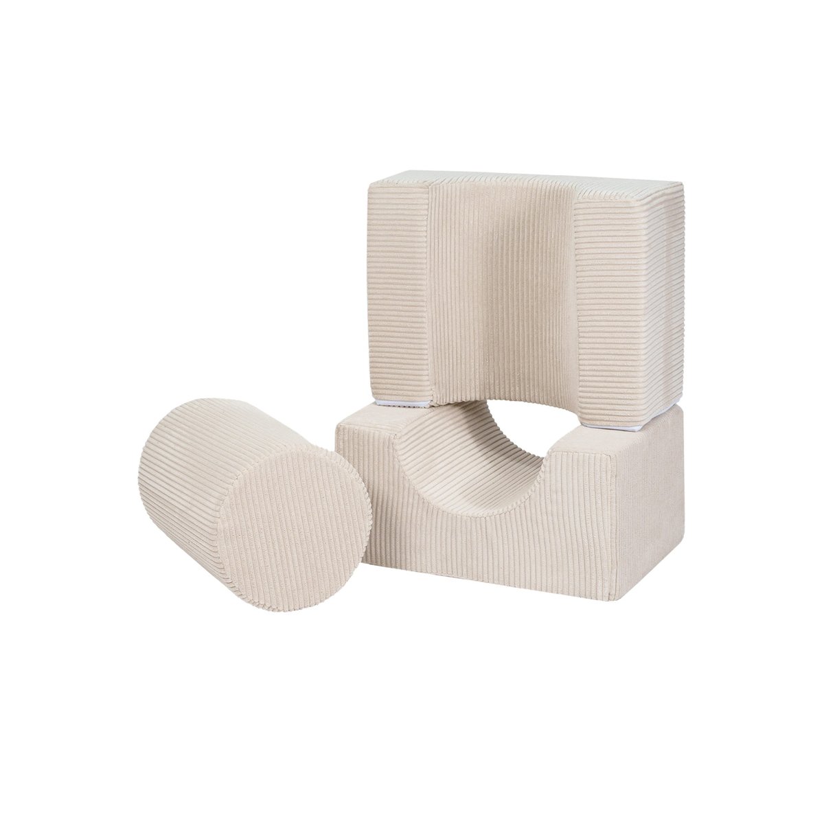 Blocs de mousse 3 éléments, VELOURS COTELE ecru, MEOW BABY
