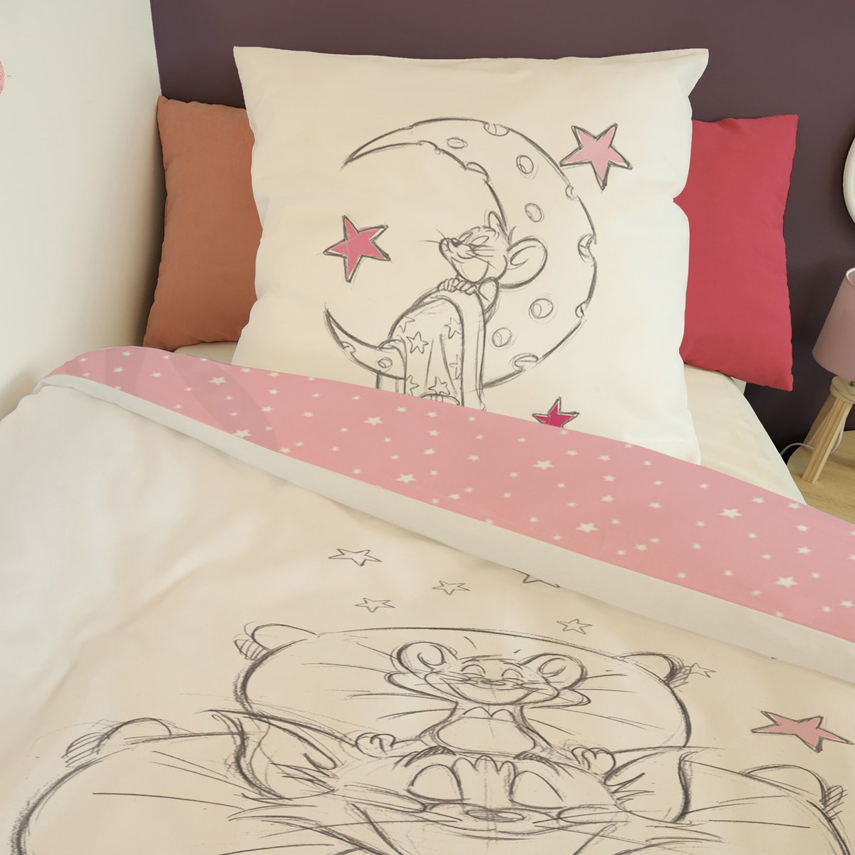 Parure de lit coton Looney Tunes, TOM&JERRY DODO blanc, TOM&JERRY