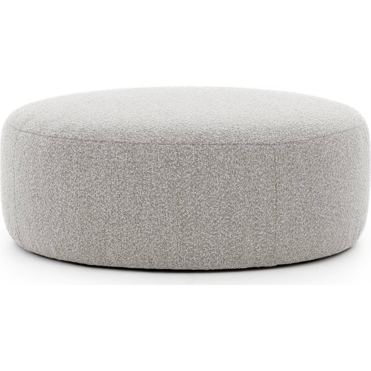 Pouf rond CASTELLINA en tissu bouclé gris chiné abriamo, RECOLLECTION