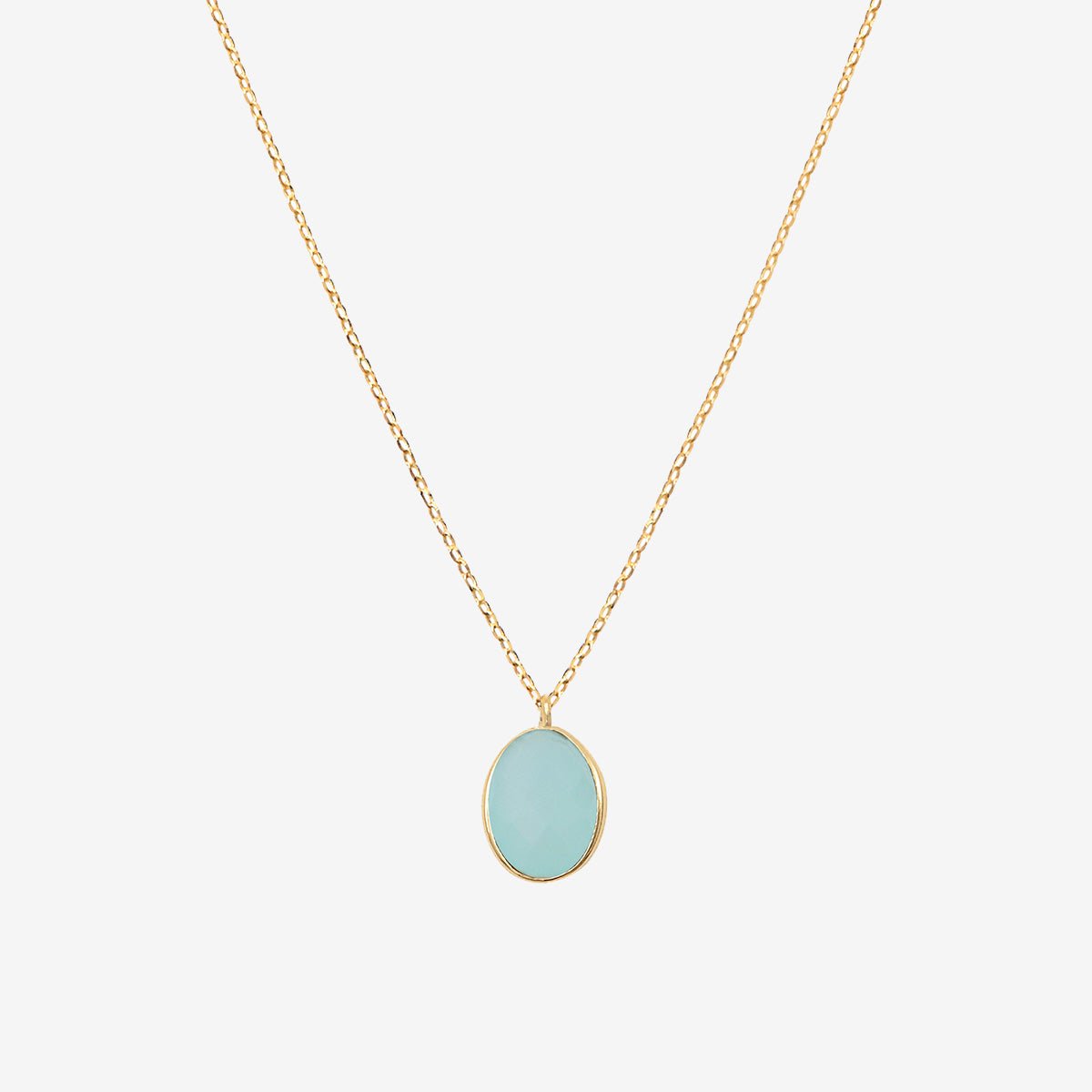 Collier doré calcedoine bleue - serti pm bleu, CAROLINE NAJMAN