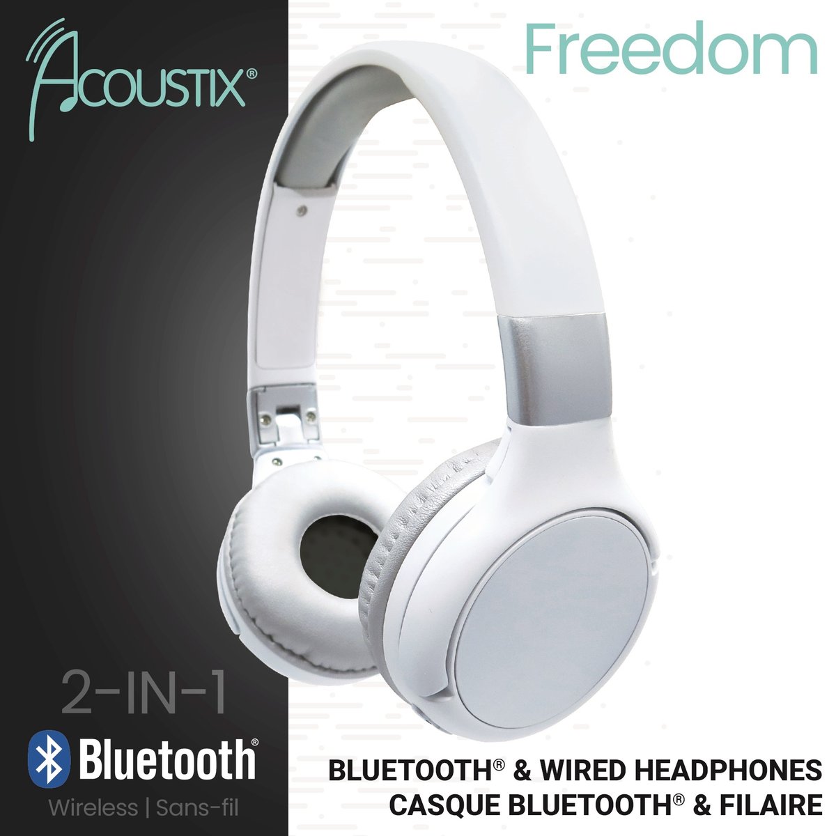 Casque 2 en 1 Bluetooth et Filaire Acoustix blanc, LEXIBOOK