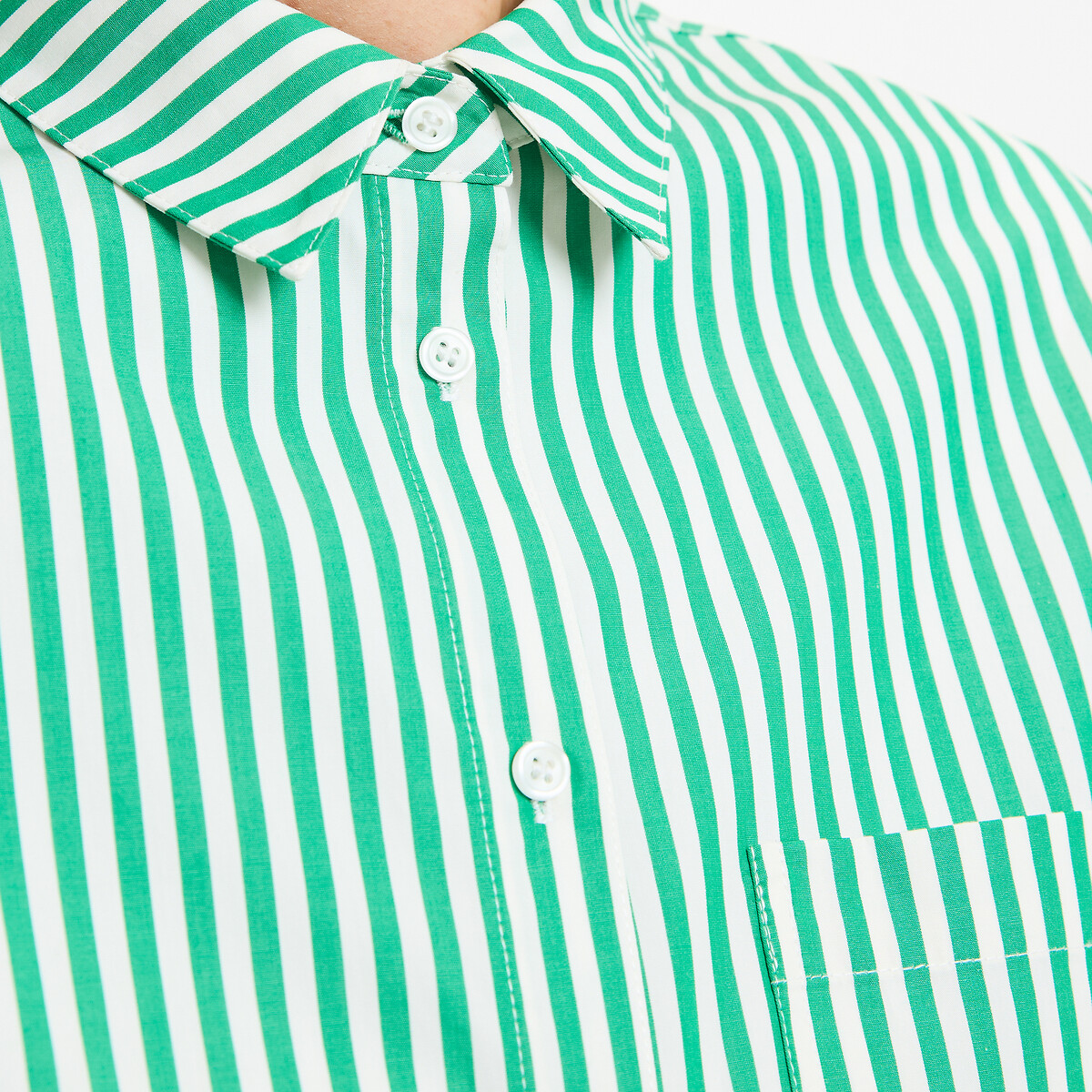 Robe droite forme chemise, longue, manches longues rayé vert, LA REDOUTE COLLECTIONS