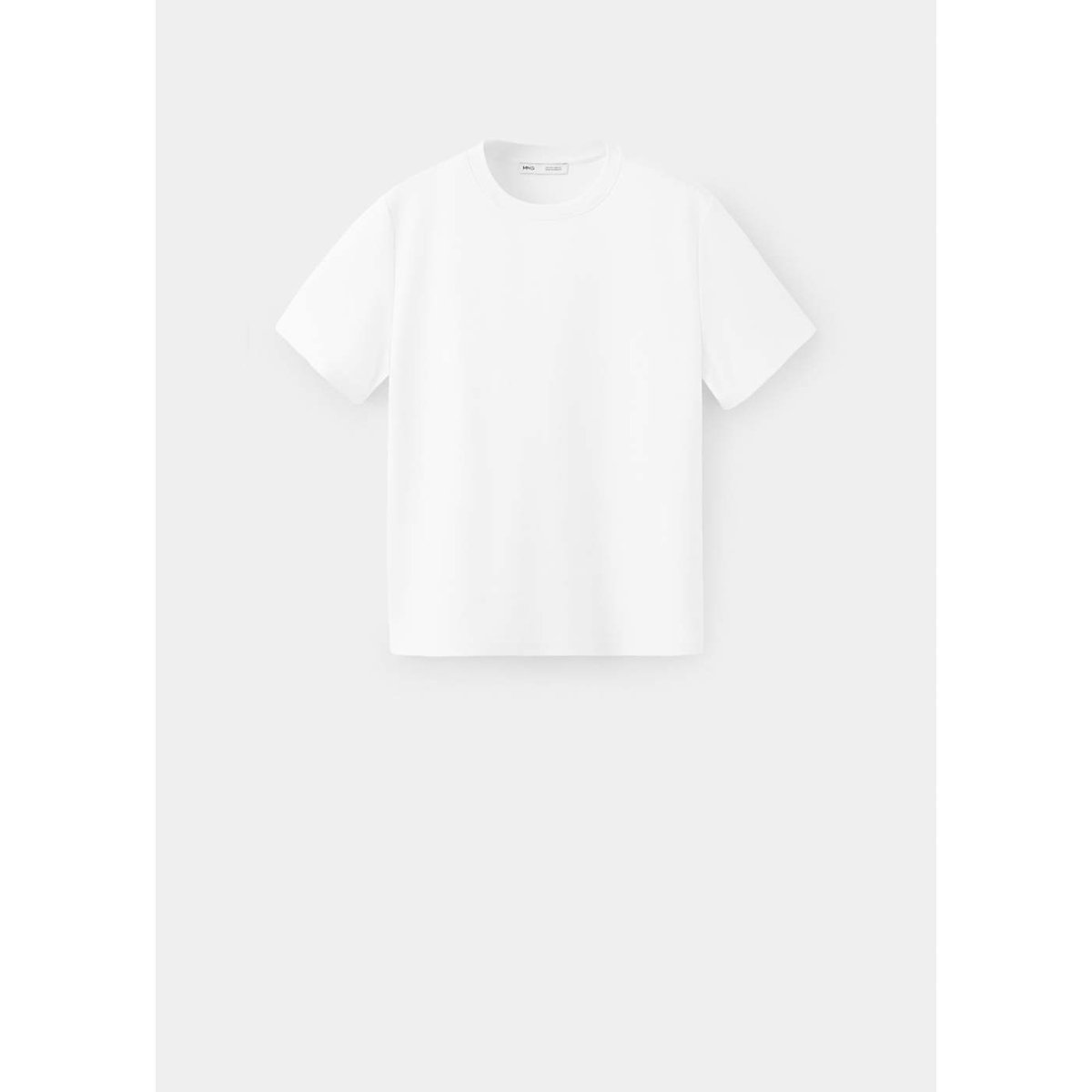T-shirt coton col rond blanc, MANGO