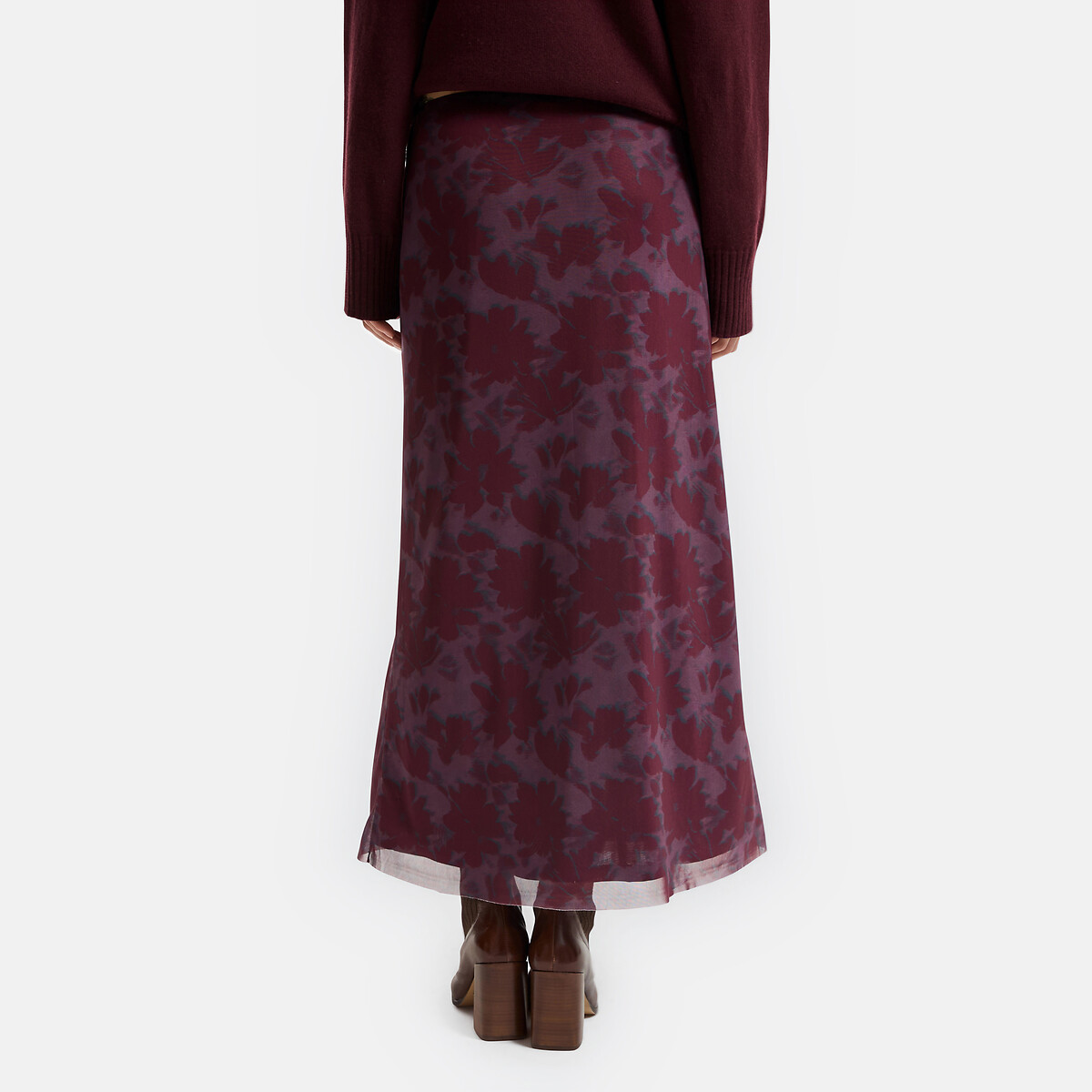 Jupe longue, imprimé floral, en maille résille imprimé, LA REDOUTE COLLECTIONS